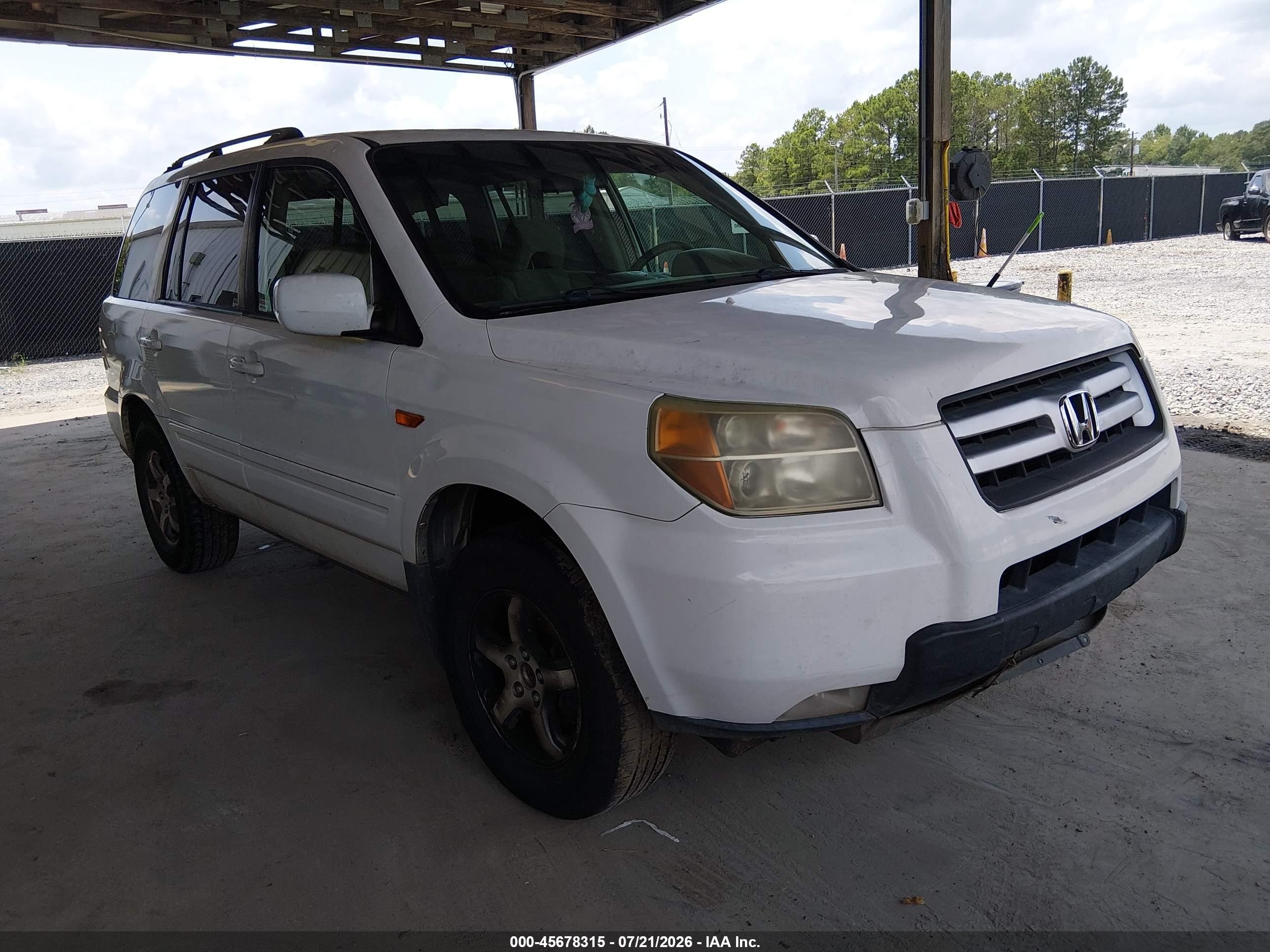 2006 Honda Pilot Ex White vin: 5FNYF18496B016285