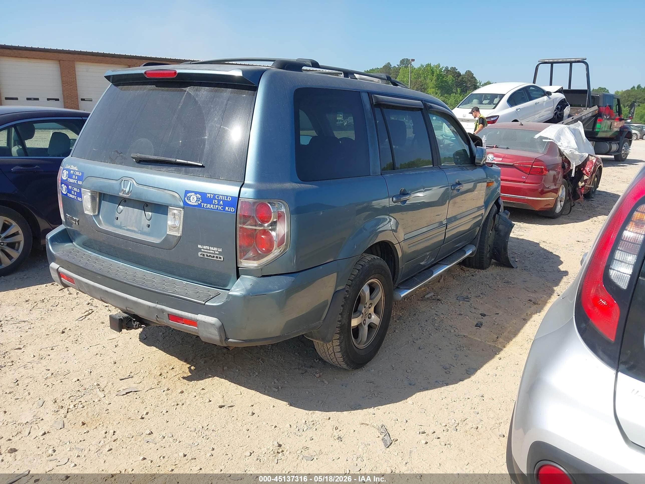 2006 Honda Pilot Ex Blue vin: 5FNYF18496B023768