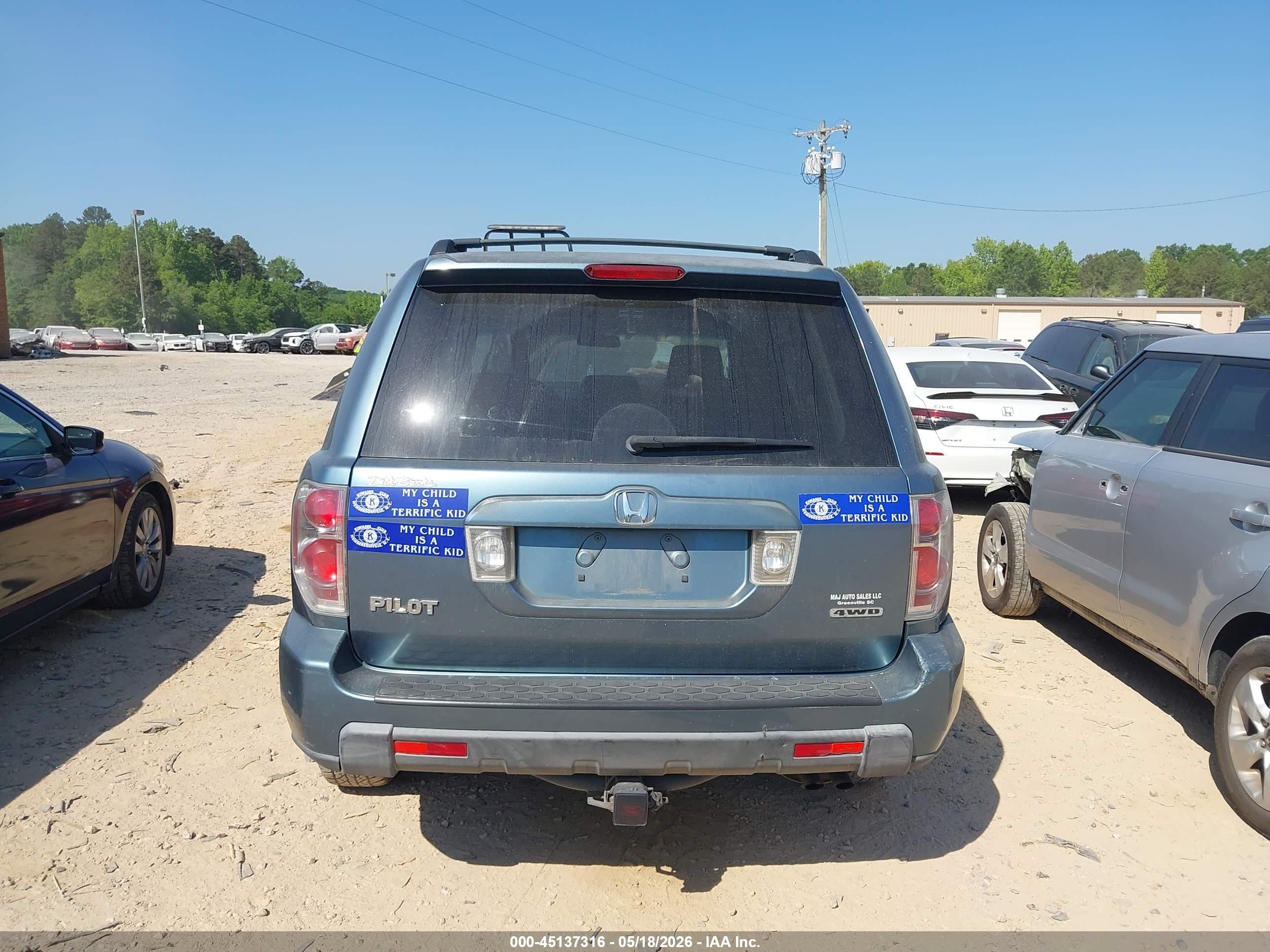 2006 Honda Pilot Ex Blue vin: 5FNYF18496B023768