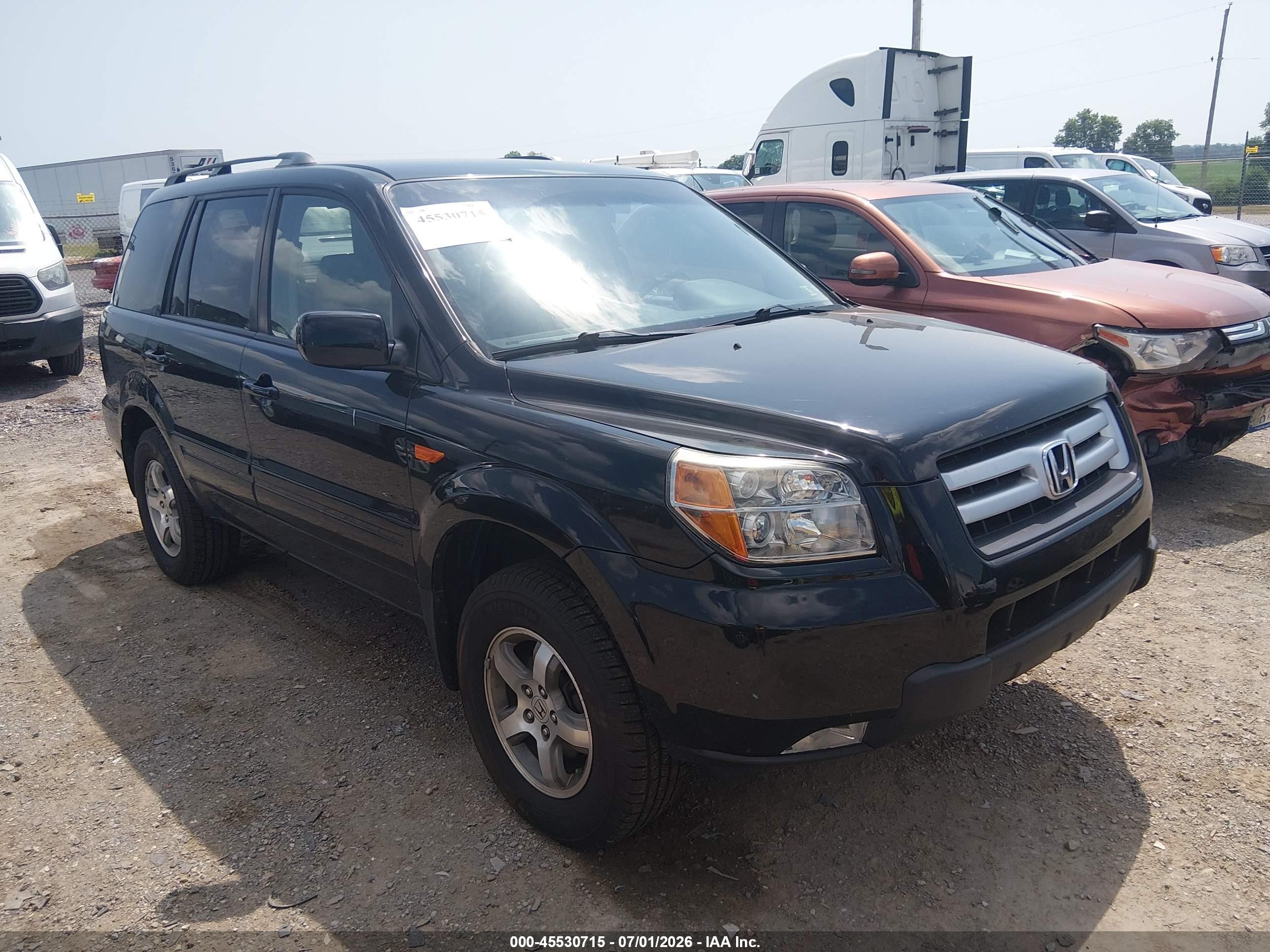 2007 Honda Pilot Ex Black vin: 5FNYF184X7B008245