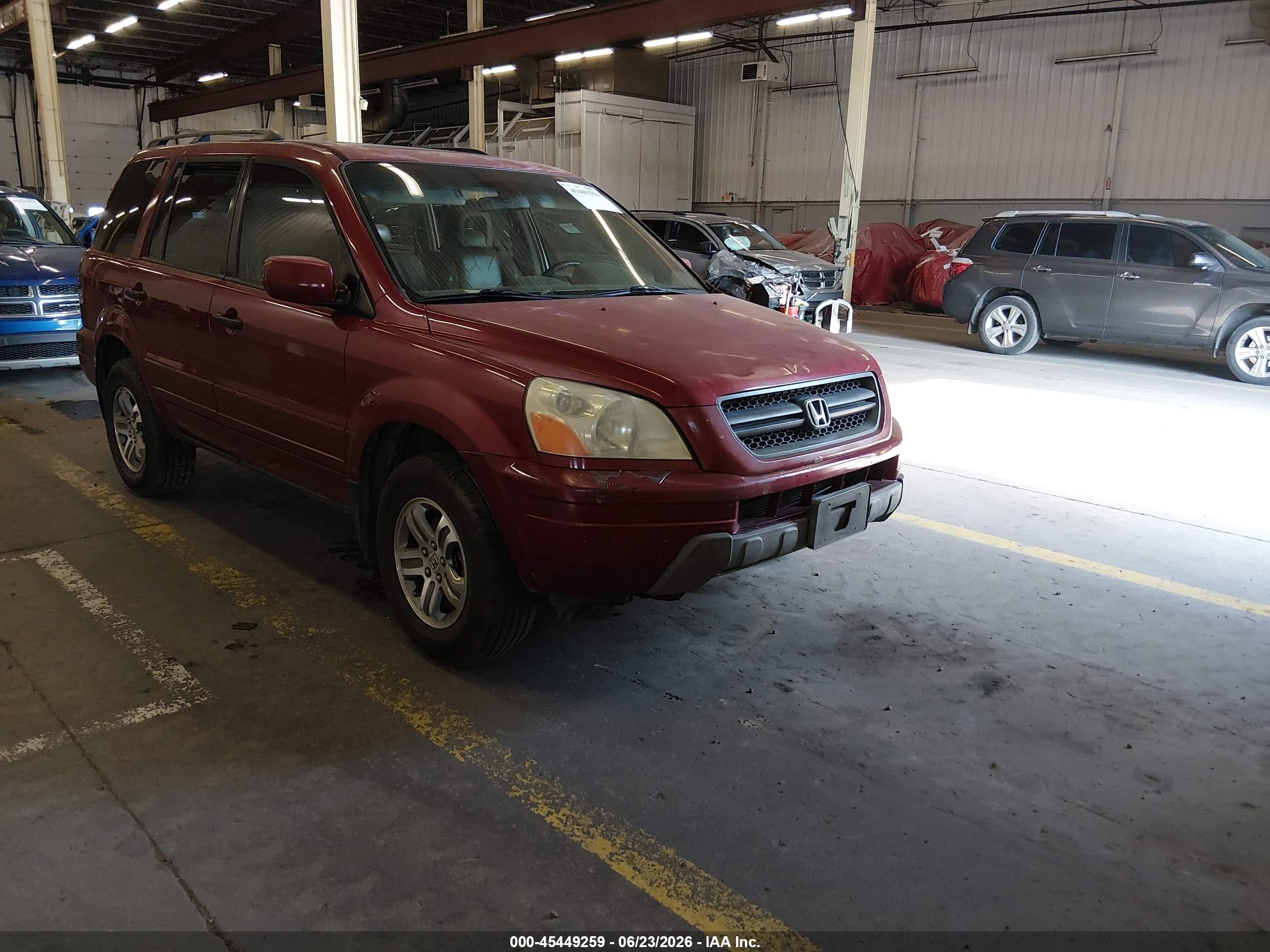 2005 Honda Pilot Ex-l Maroon vin: 5FNYF18505B065933