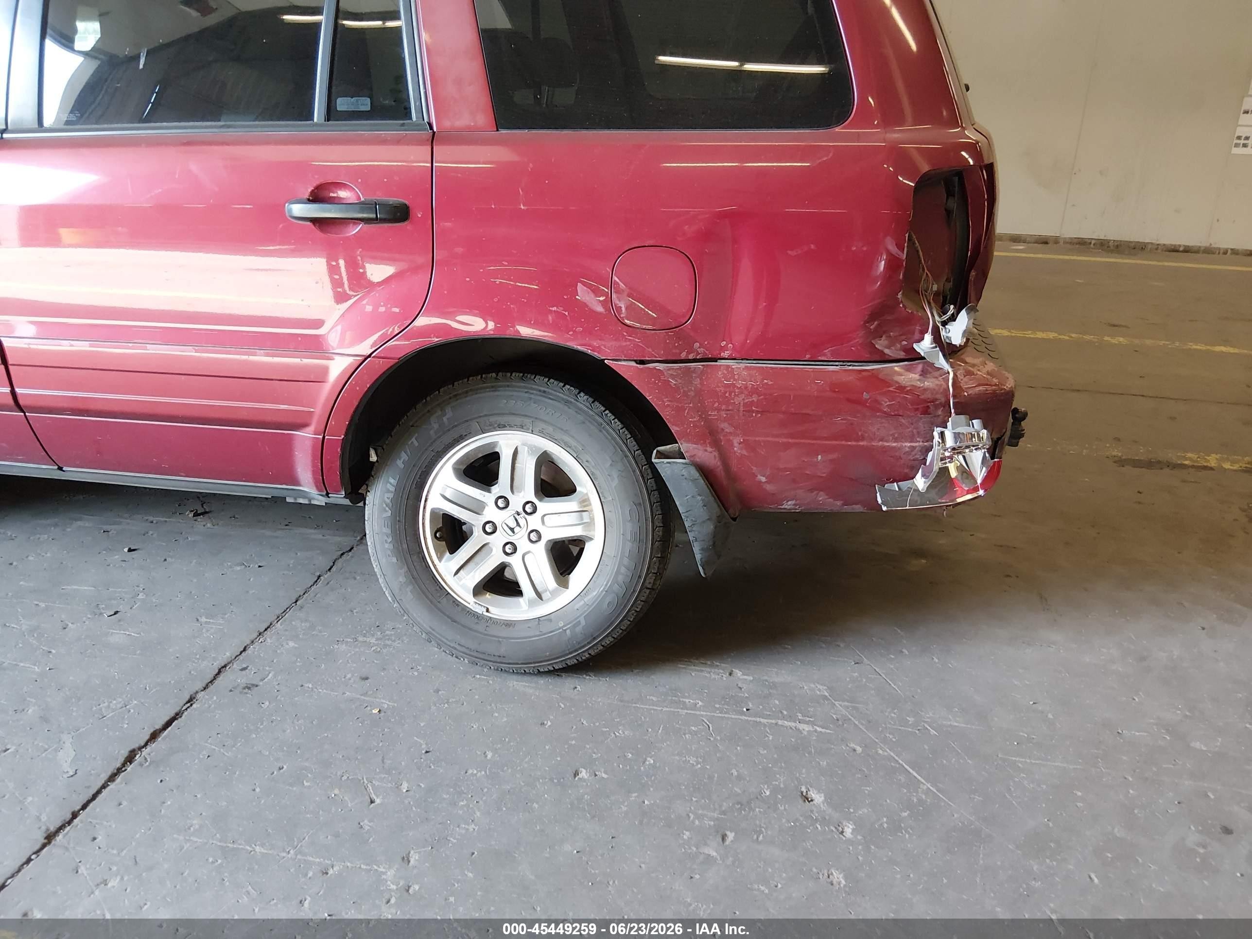 2005 Honda Pilot Ex-l Maroon vin: 5FNYF18505B065933