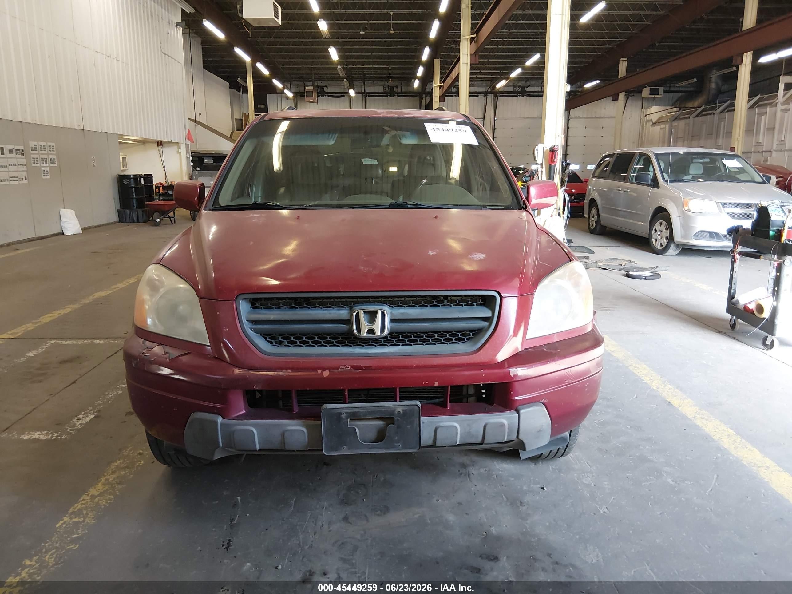 2005 Honda Pilot Ex-l Maroon vin: 5FNYF18505B065933