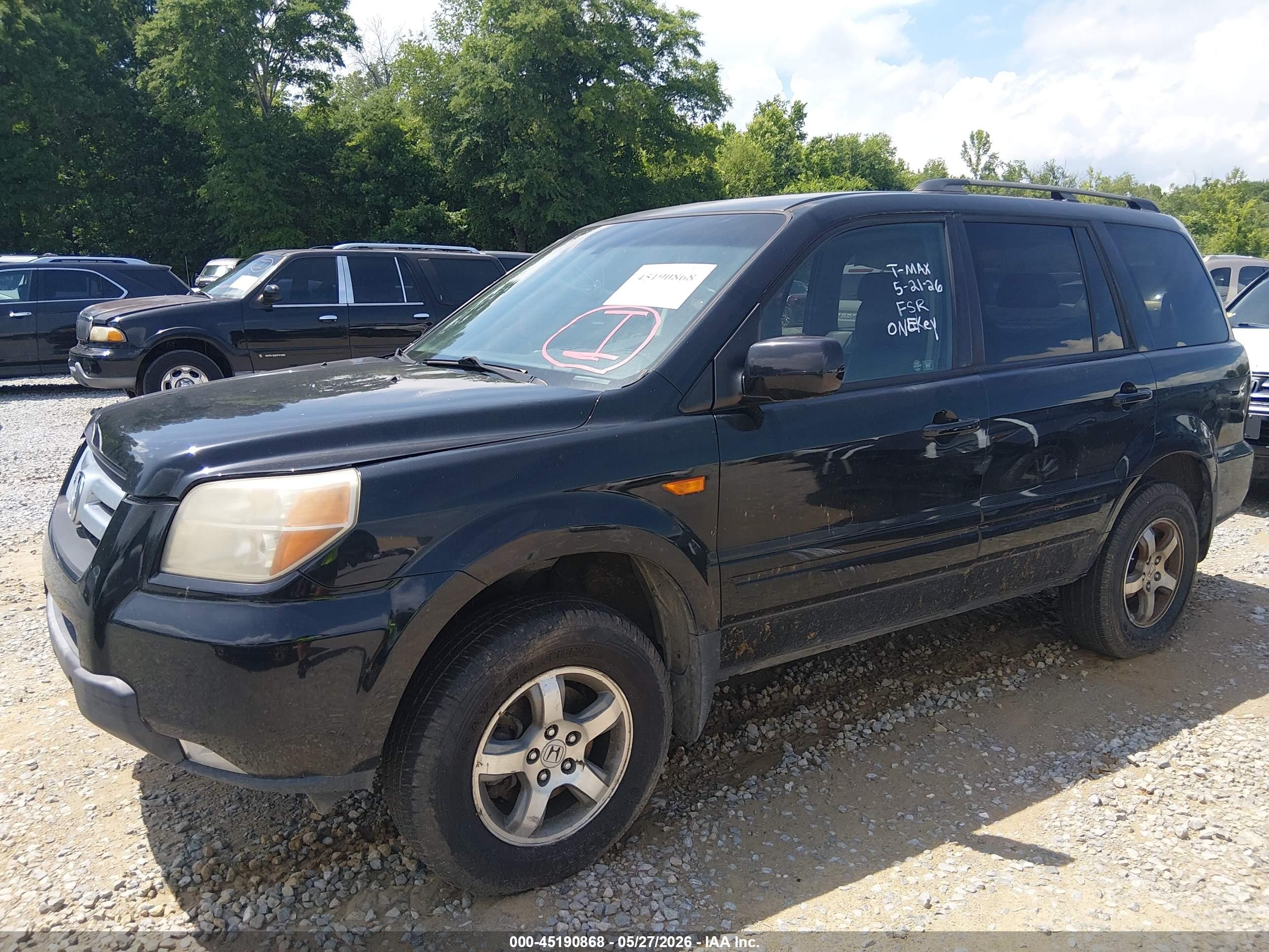 2007 Honda Pilot Ex-l Black vin: 5FNYF18507B007355