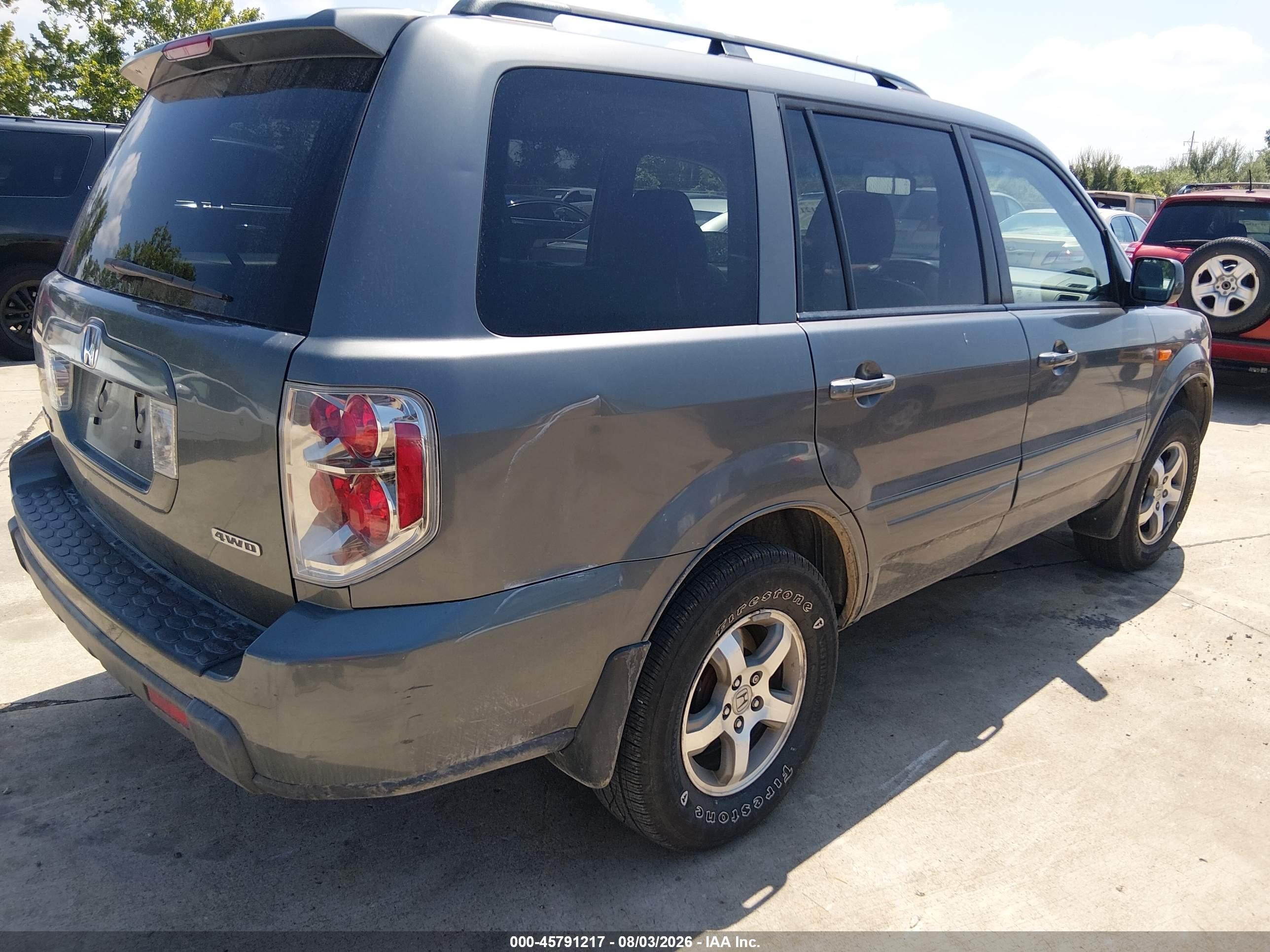 2008 Honda Pilot Ex-l Gray vin: 5FNYF18508B042186