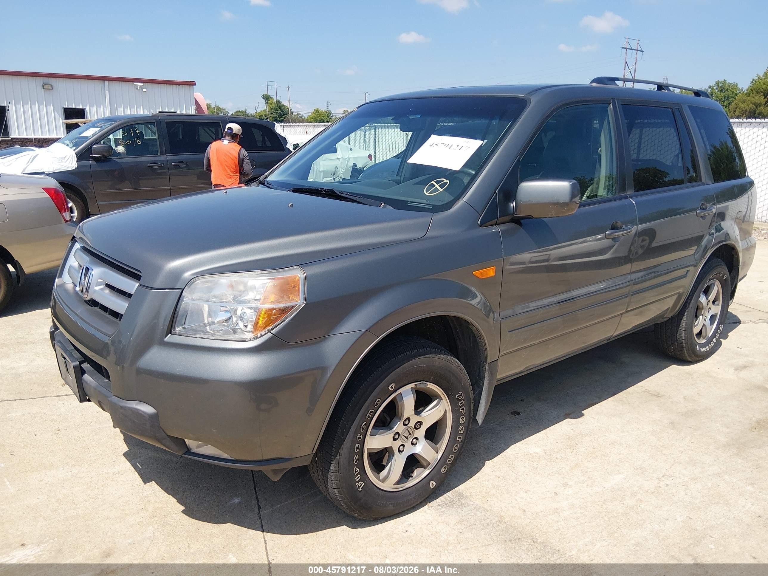 2008 Honda Pilot Ex-l Gray vin: 5FNYF18508B042186