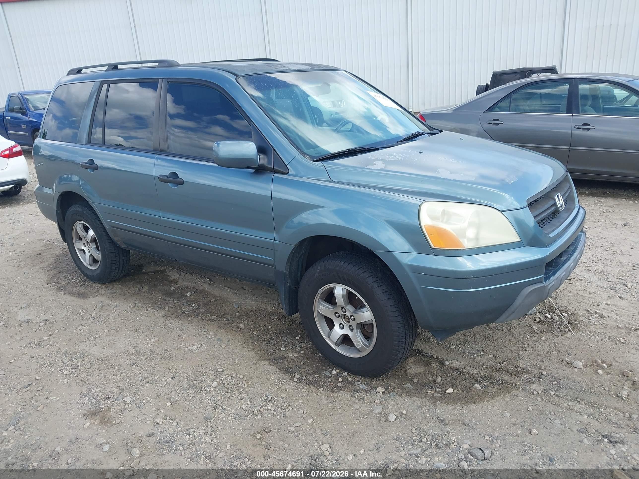 2005 Honda Pilot Ex-l Blue vin: 5FNYF18515B017096