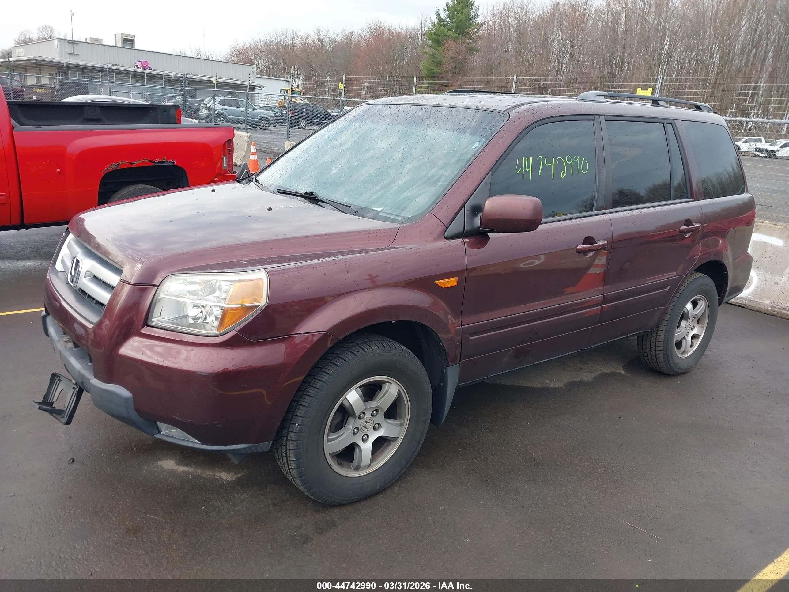 2008 Honda Pilot Ex-l Maroon vin: 5FNYF18518B041807