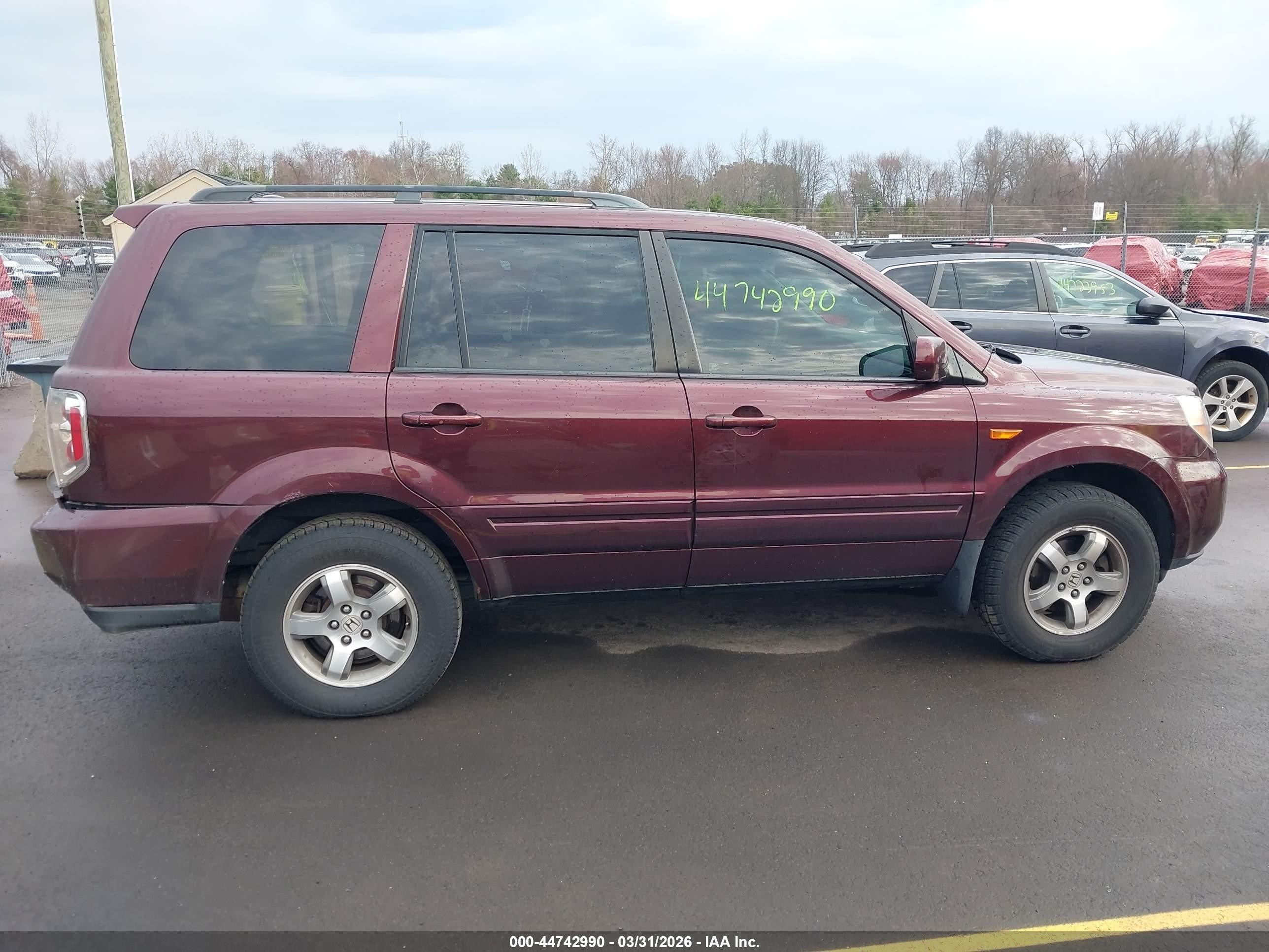 2008 Honda Pilot Ex-l Maroon vin: 5FNYF18518B041807
