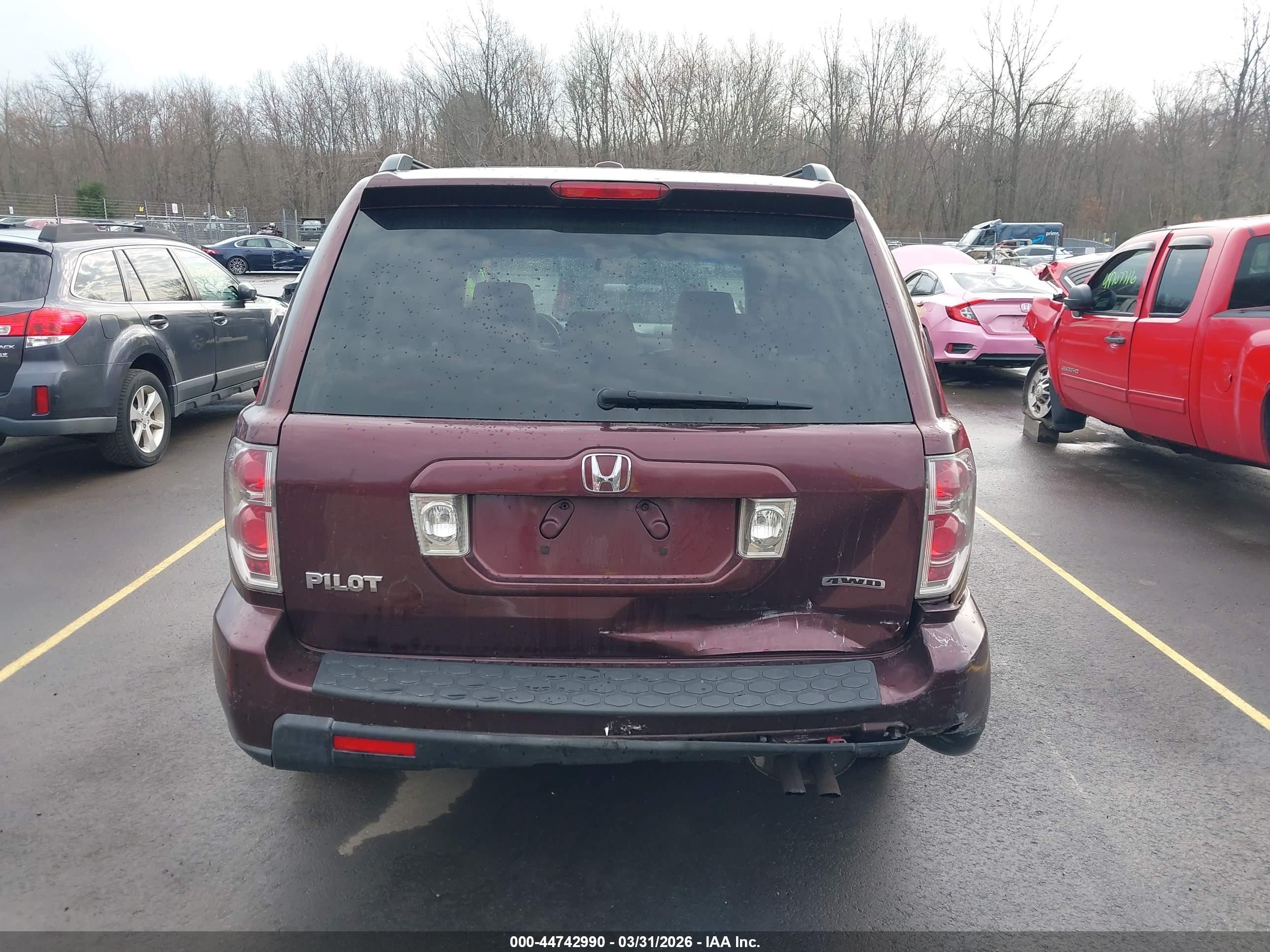 2008 Honda Pilot Ex-l Maroon vin: 5FNYF18518B041807