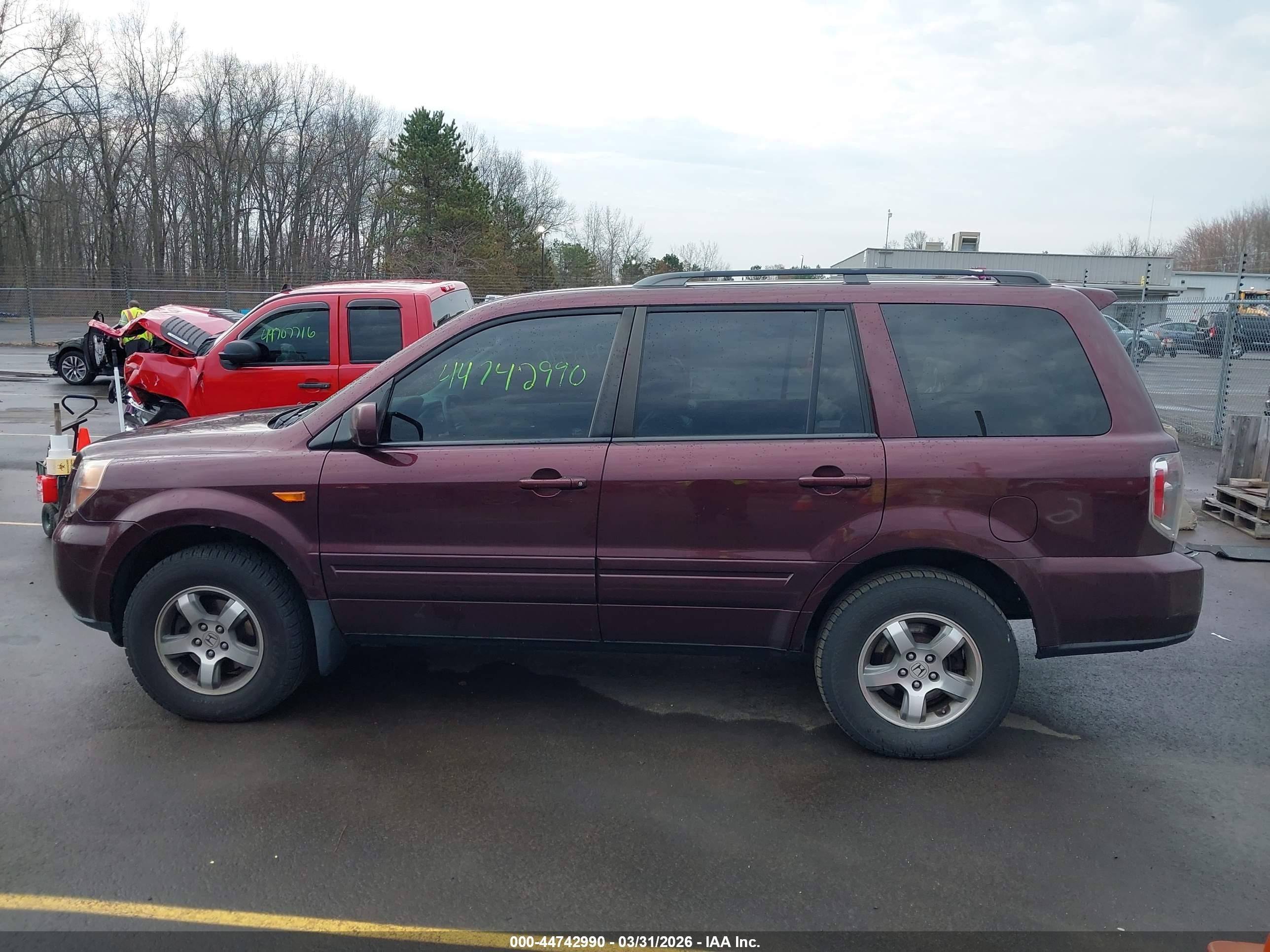 2008 Honda Pilot Ex-l Maroon vin: 5FNYF18518B041807