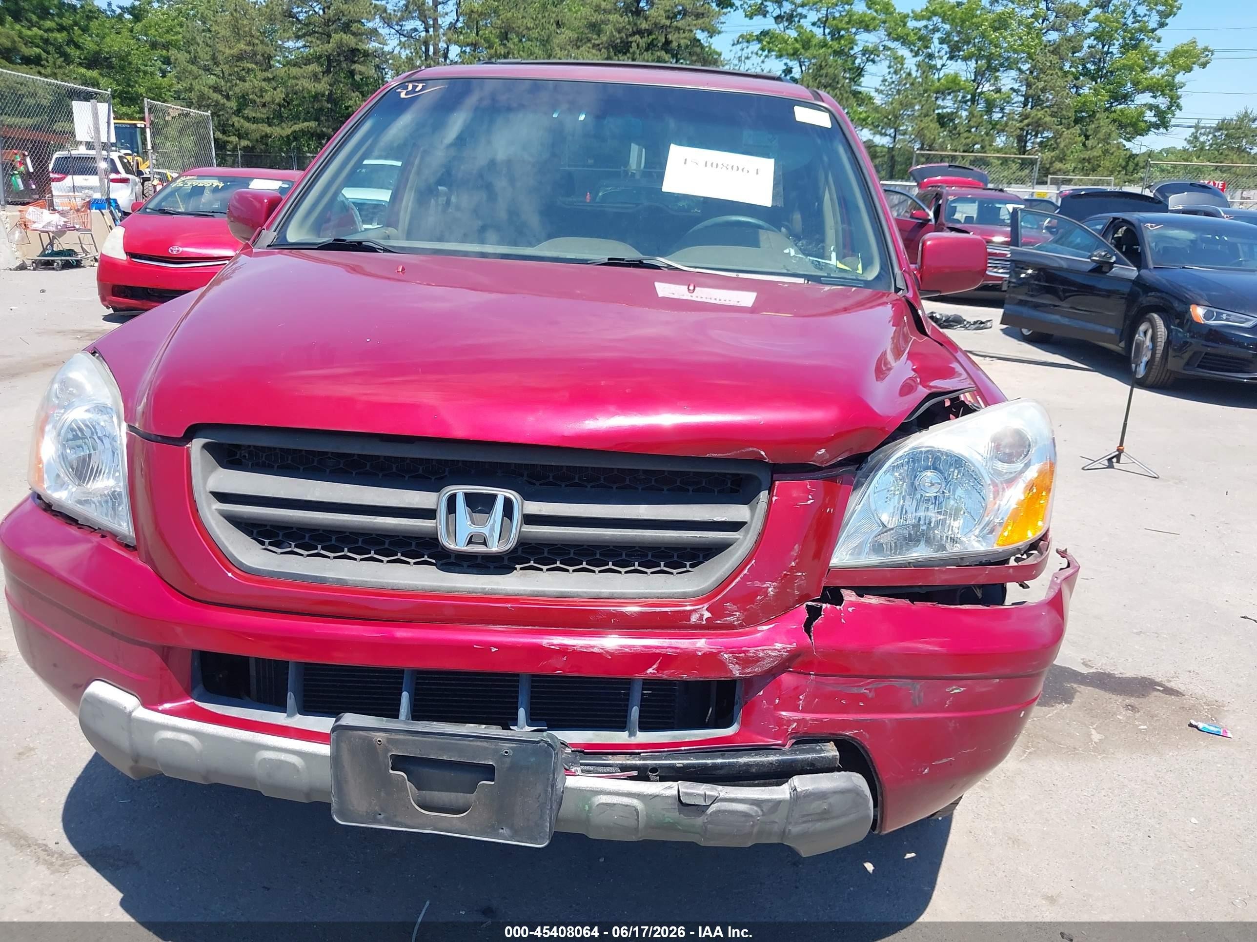 2005 Honda Pilot Ex-l Red vin: 5FNYF18525B030584