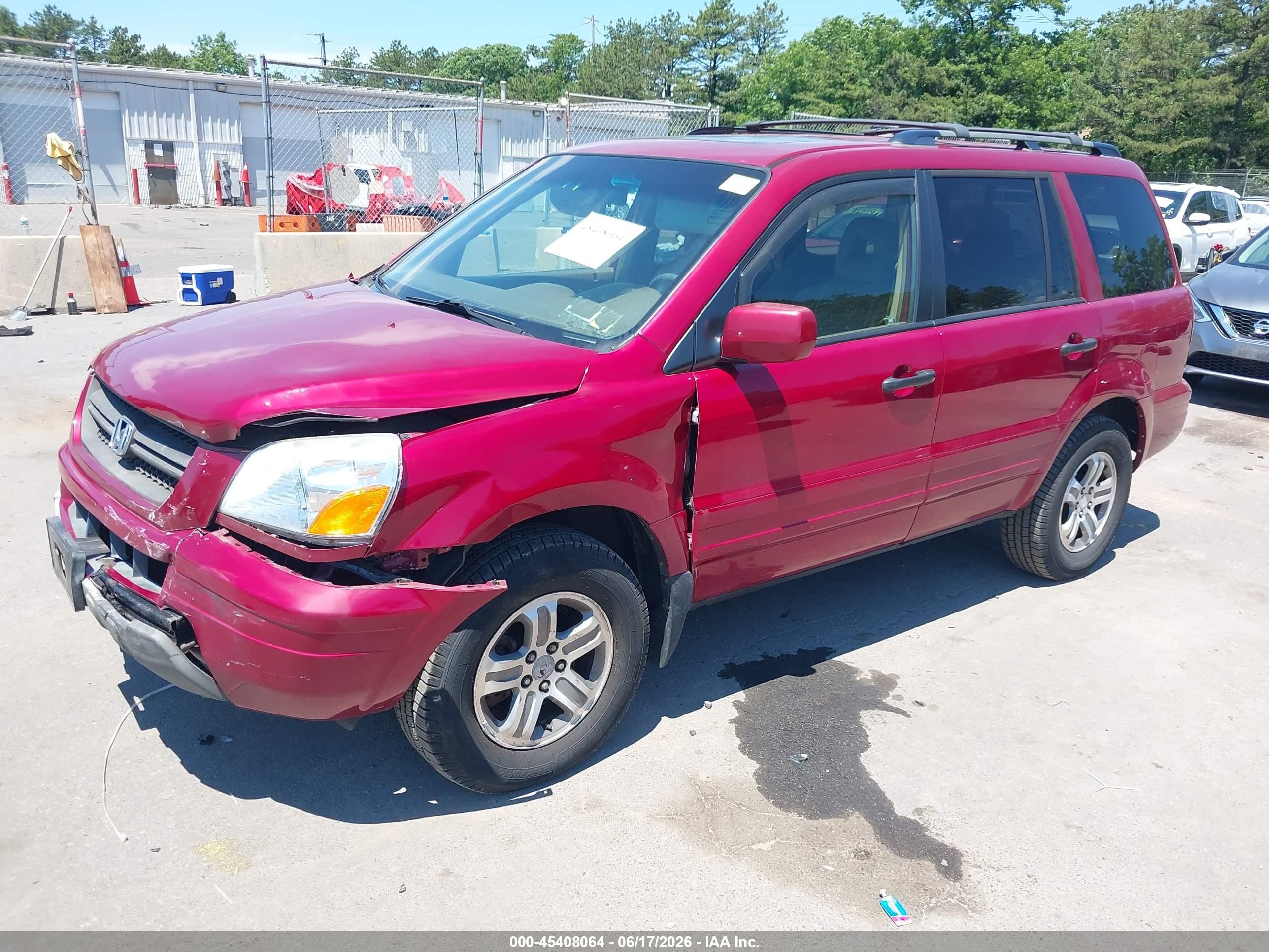 2005 Honda Pilot Ex-l Red vin: 5FNYF18525B030584