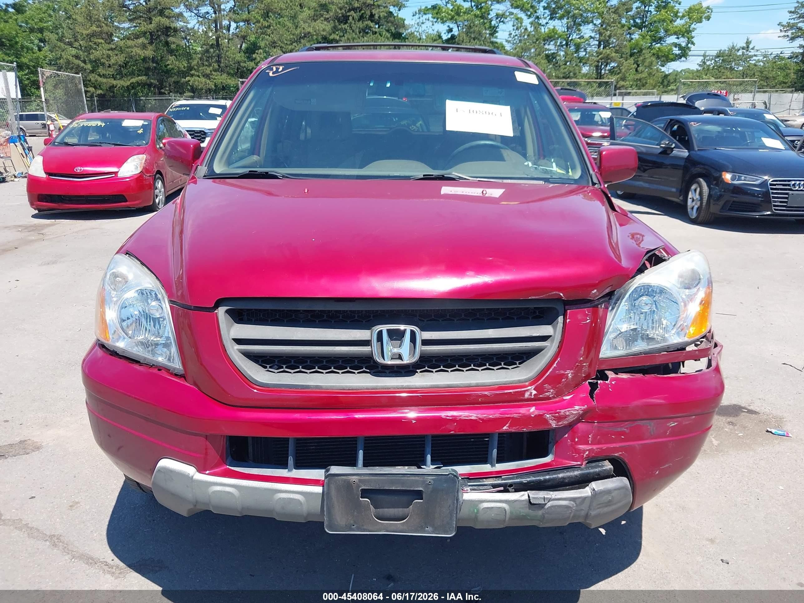 2005 Honda Pilot Ex-l Red vin: 5FNYF18525B030584