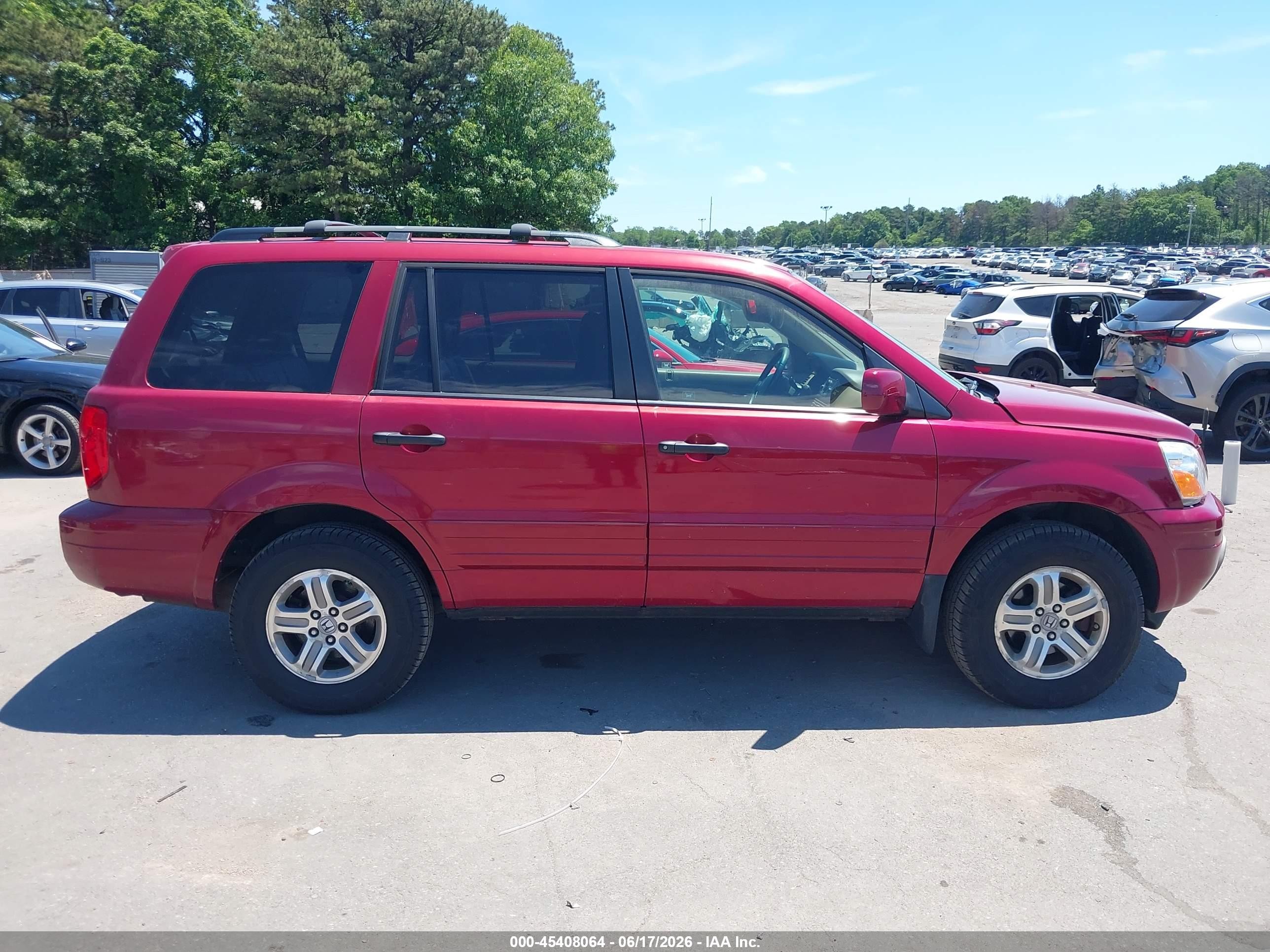 2005 Honda Pilot Ex-l Red vin: 5FNYF18525B030584
