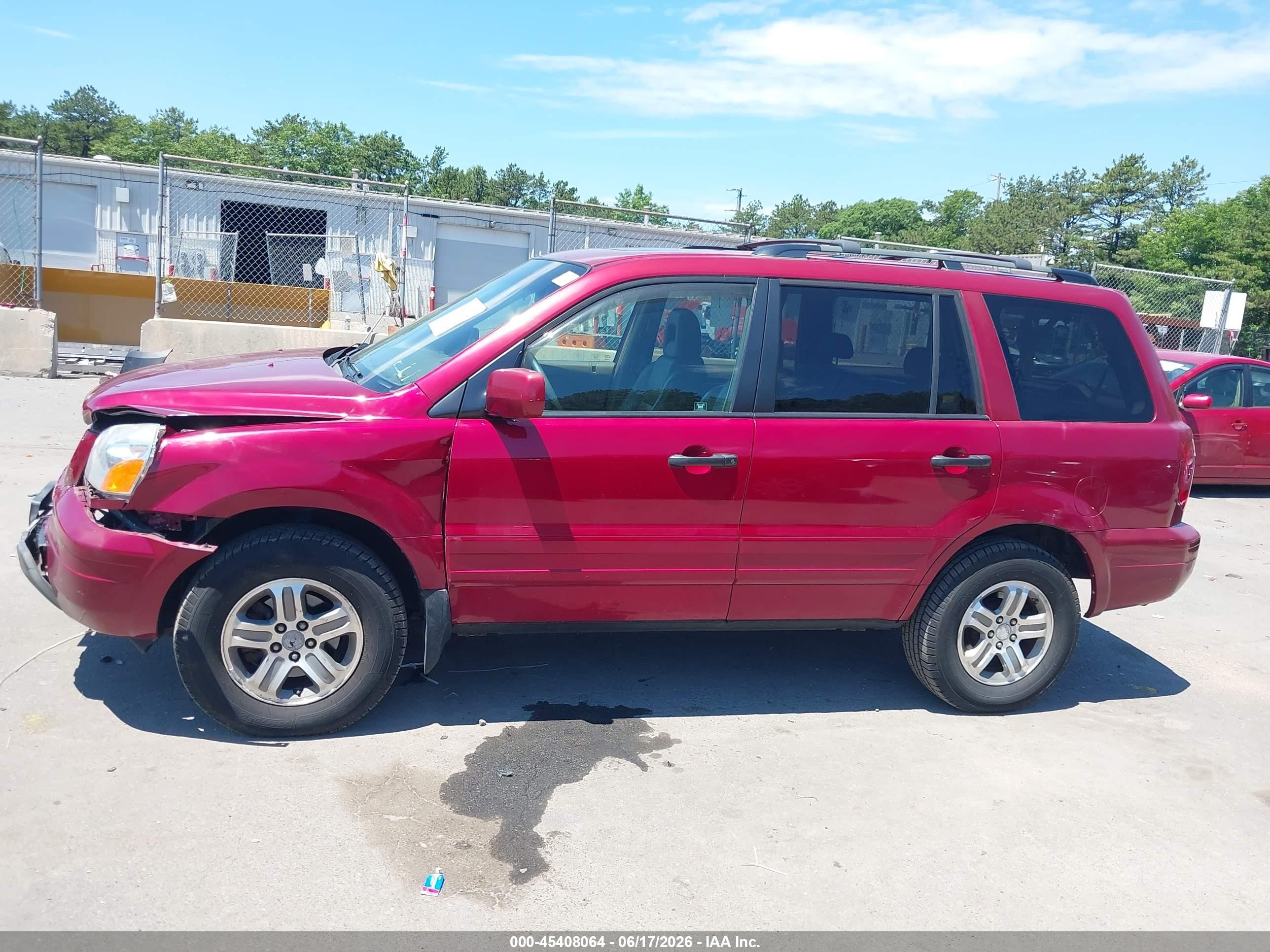 2005 Honda Pilot Ex-l Red vin: 5FNYF18525B030584