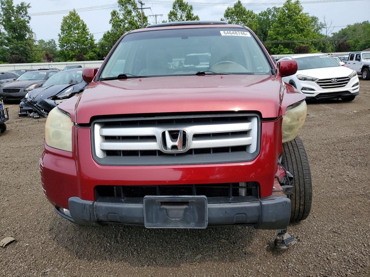 2006 Honda Pilot Ex Red vin: 5FNYF18526B023085