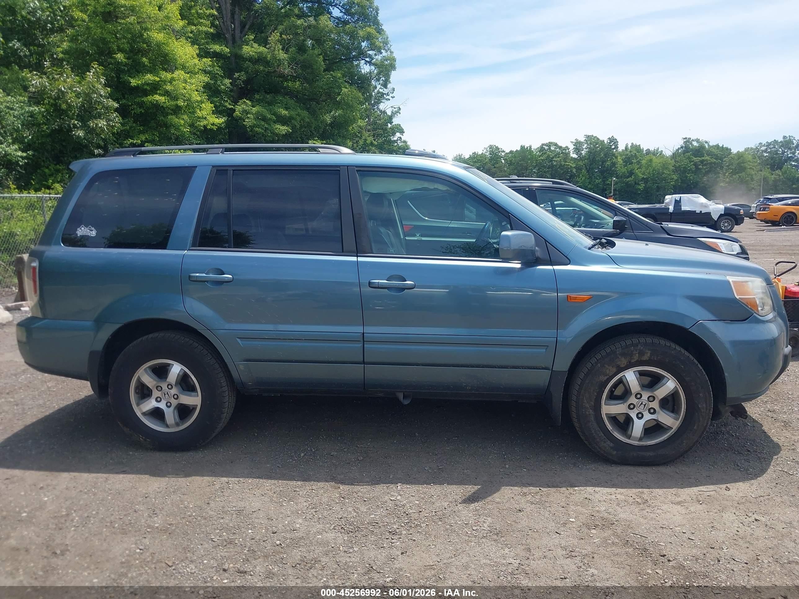 2007 Honda Pilot Ex-l Light Blue vin: 5FNYF18527B001721