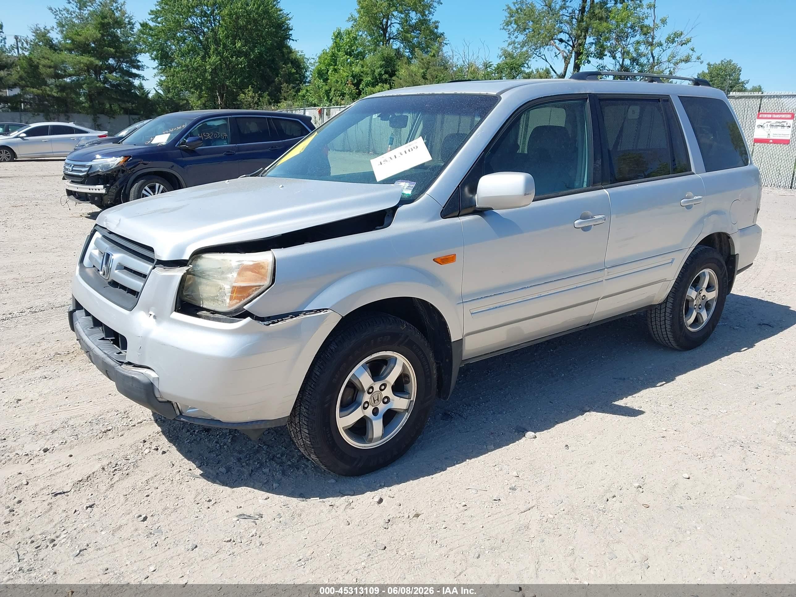 2007 Honda Pilot Ex-l Silver vin: 5FNYF18527B023346