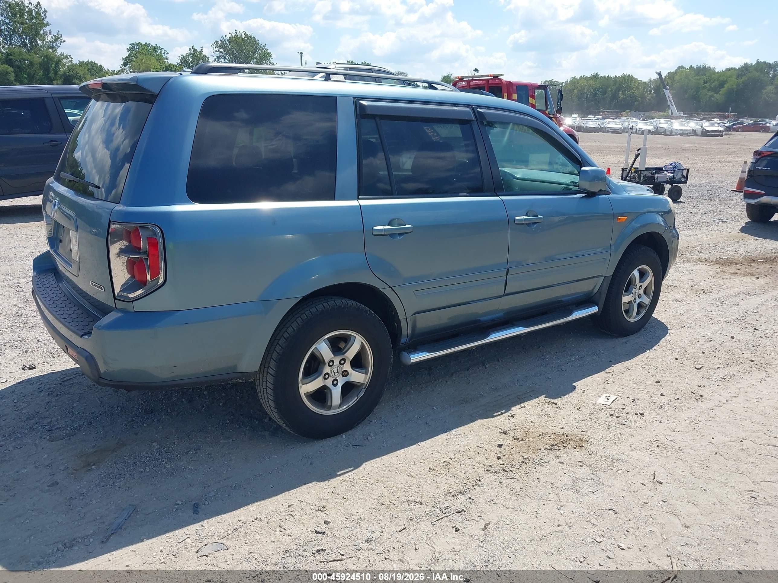 2006 Honda Pilot Ex-l Blue vin: 5FNYF18536B021202