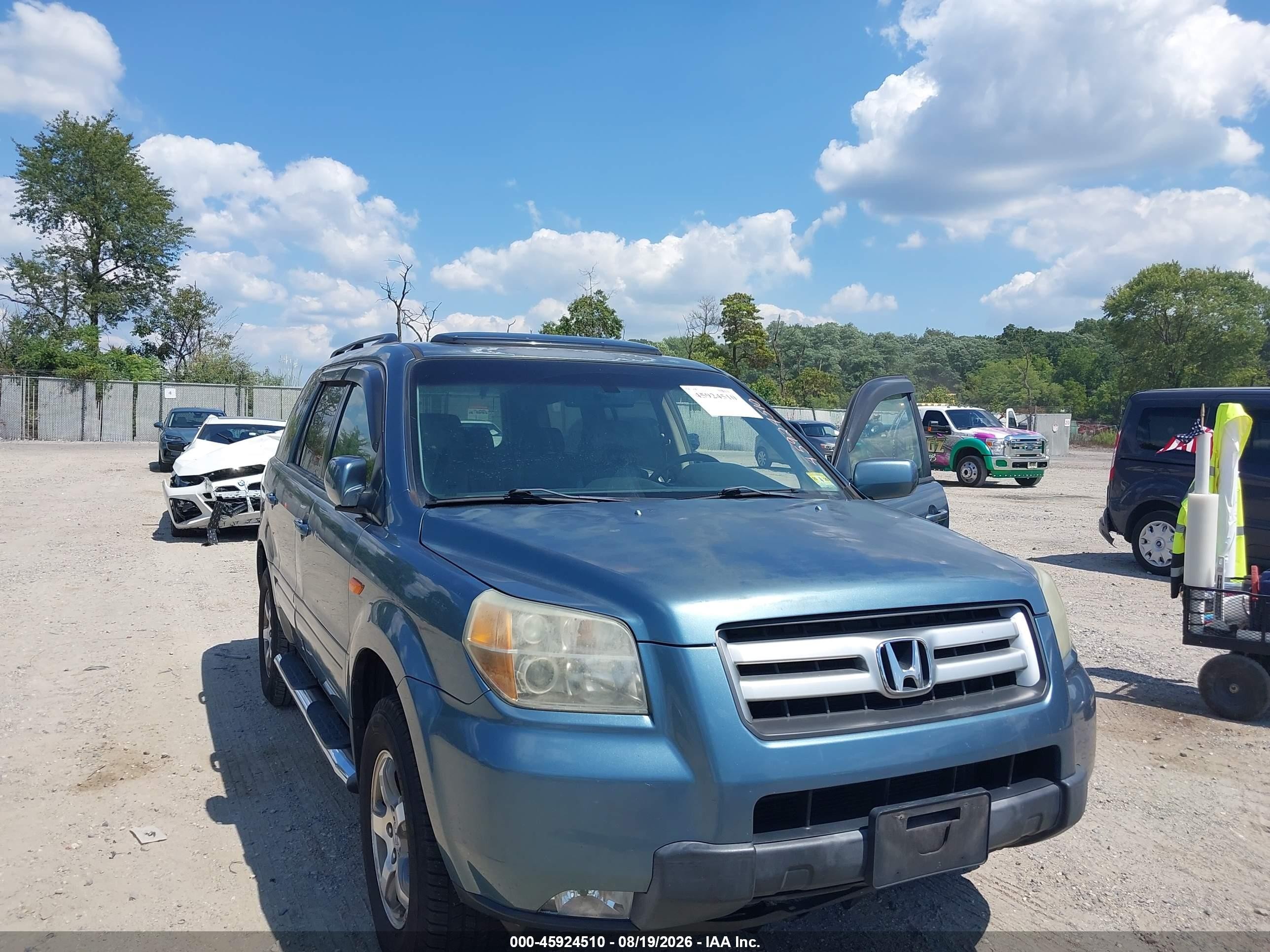 2006 Honda Pilot Ex-l Blue vin: 5FNYF18536B021202