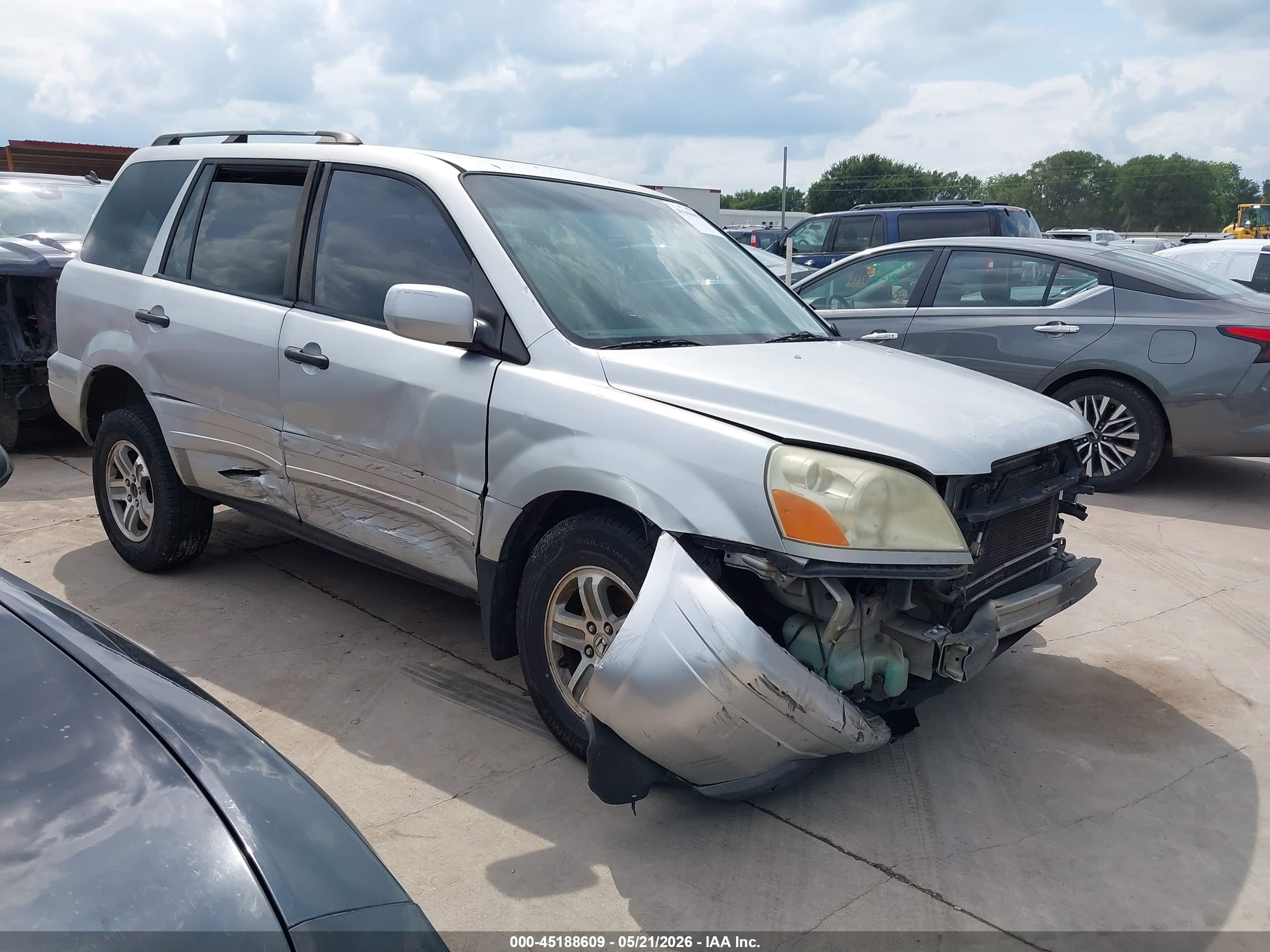 2005 Honda Pilot Ex-l Silver vin: 5FNYF18545B045751
