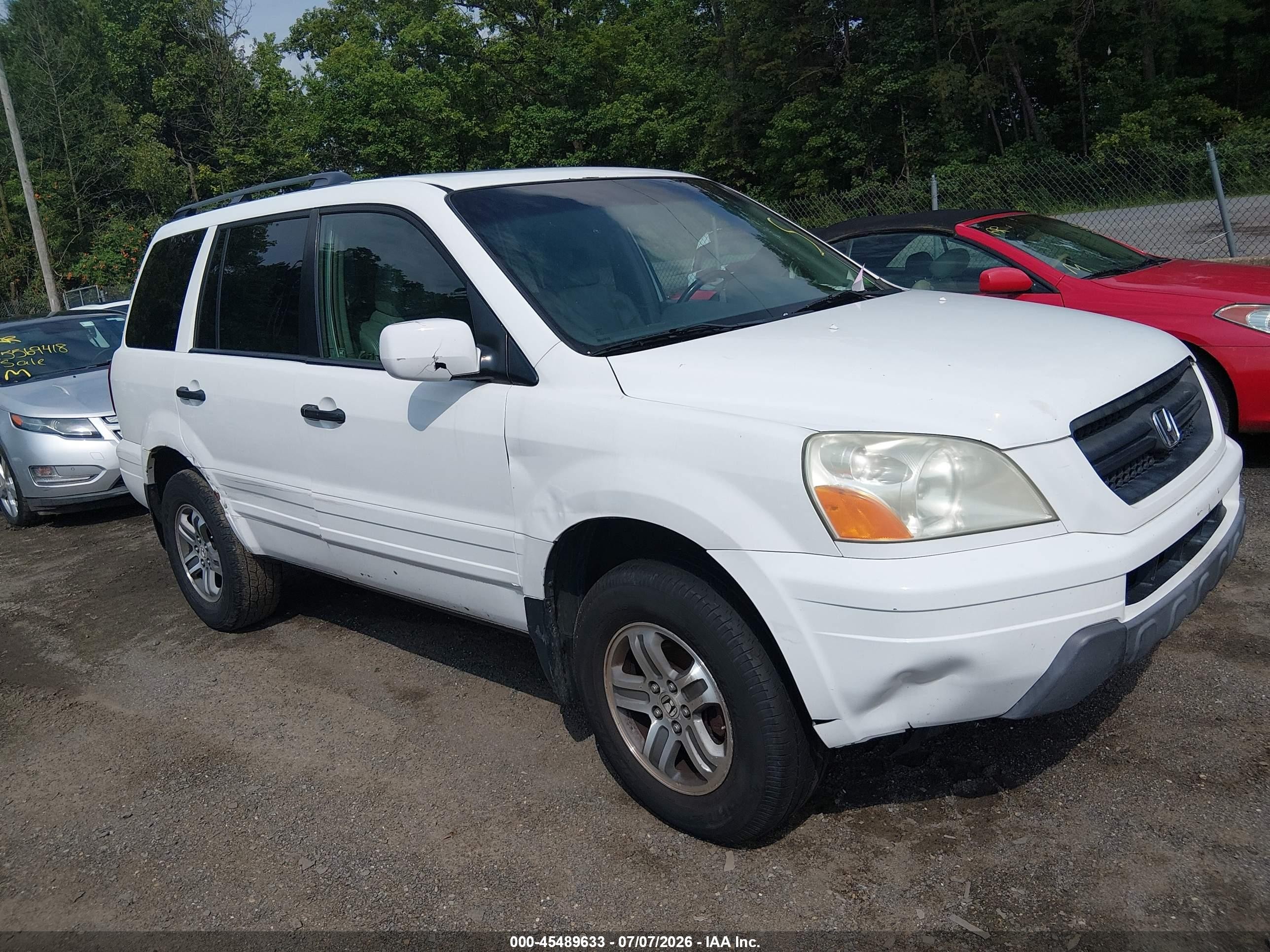 2005 Honda Pilot Ex-l White vin: 5FNYF18545B048567