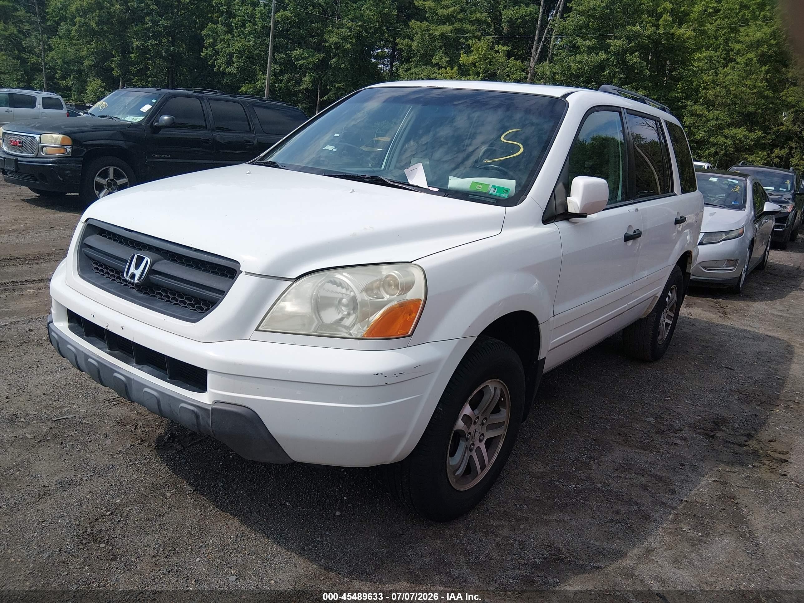 2005 Honda Pilot Ex-l White vin: 5FNYF18545B048567