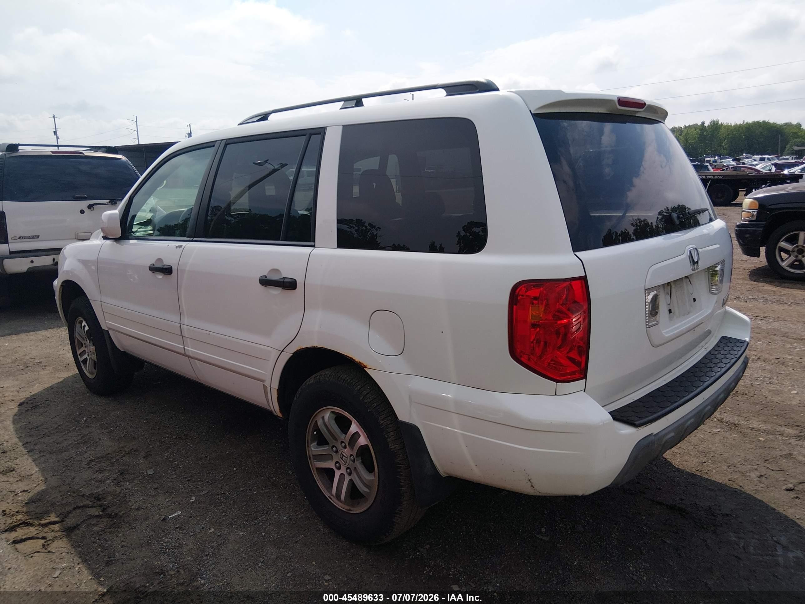 2005 Honda Pilot Ex-l White vin: 5FNYF18545B048567