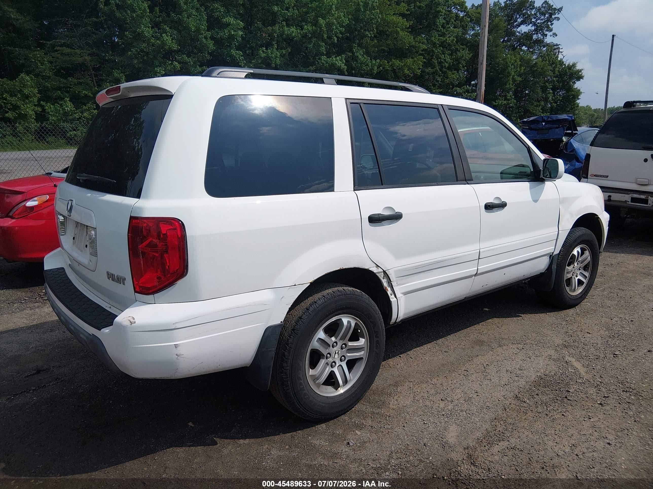 2005 Honda Pilot Ex-l White vin: 5FNYF18545B048567
