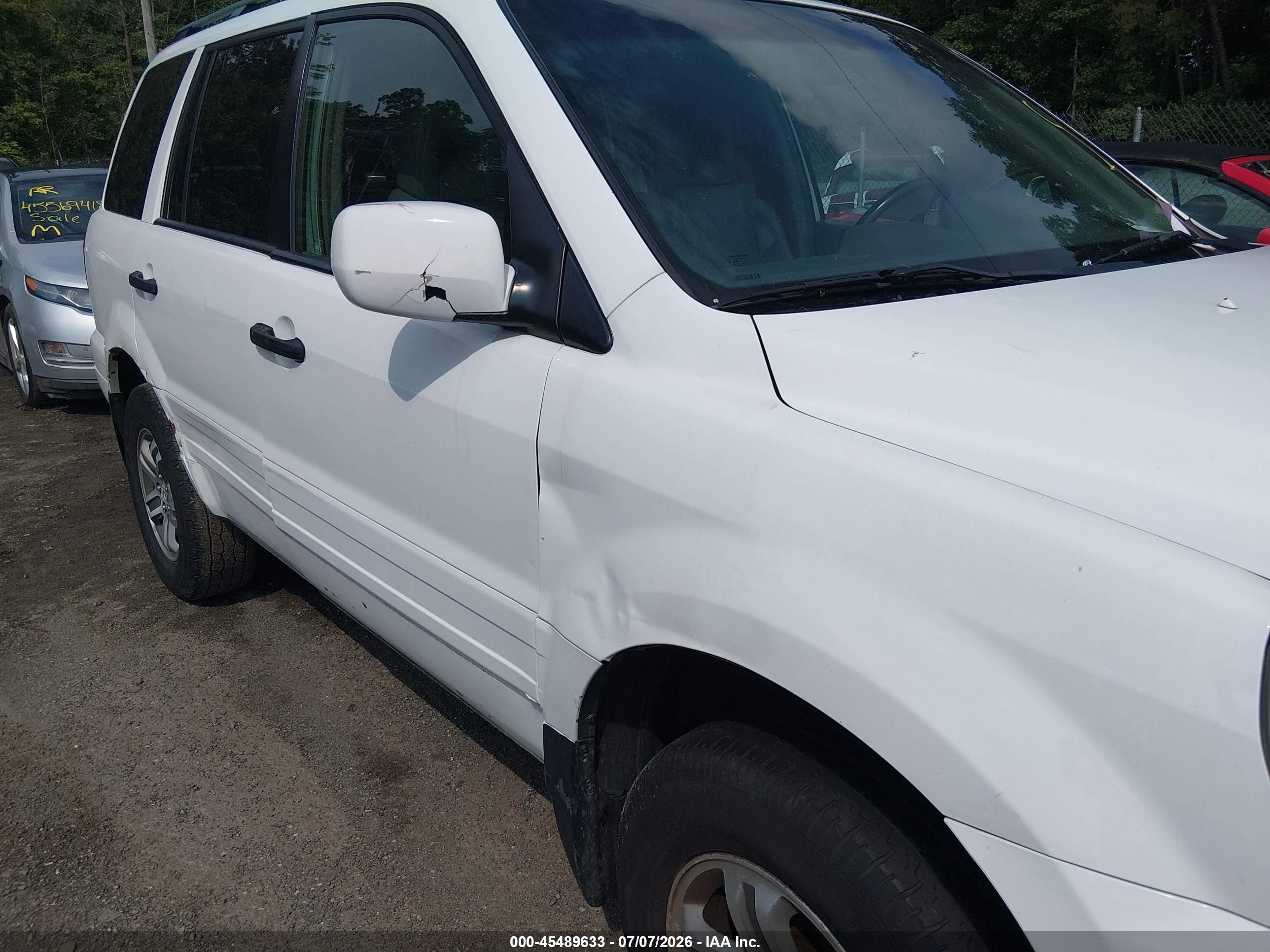 2005 Honda Pilot Ex-l White vin: 5FNYF18545B048567