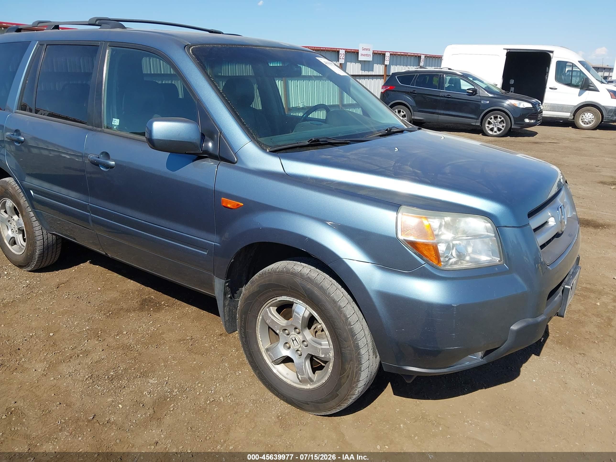2007 Honda Pilot Ex-l Blue vin: 5FNYF18547B023557
