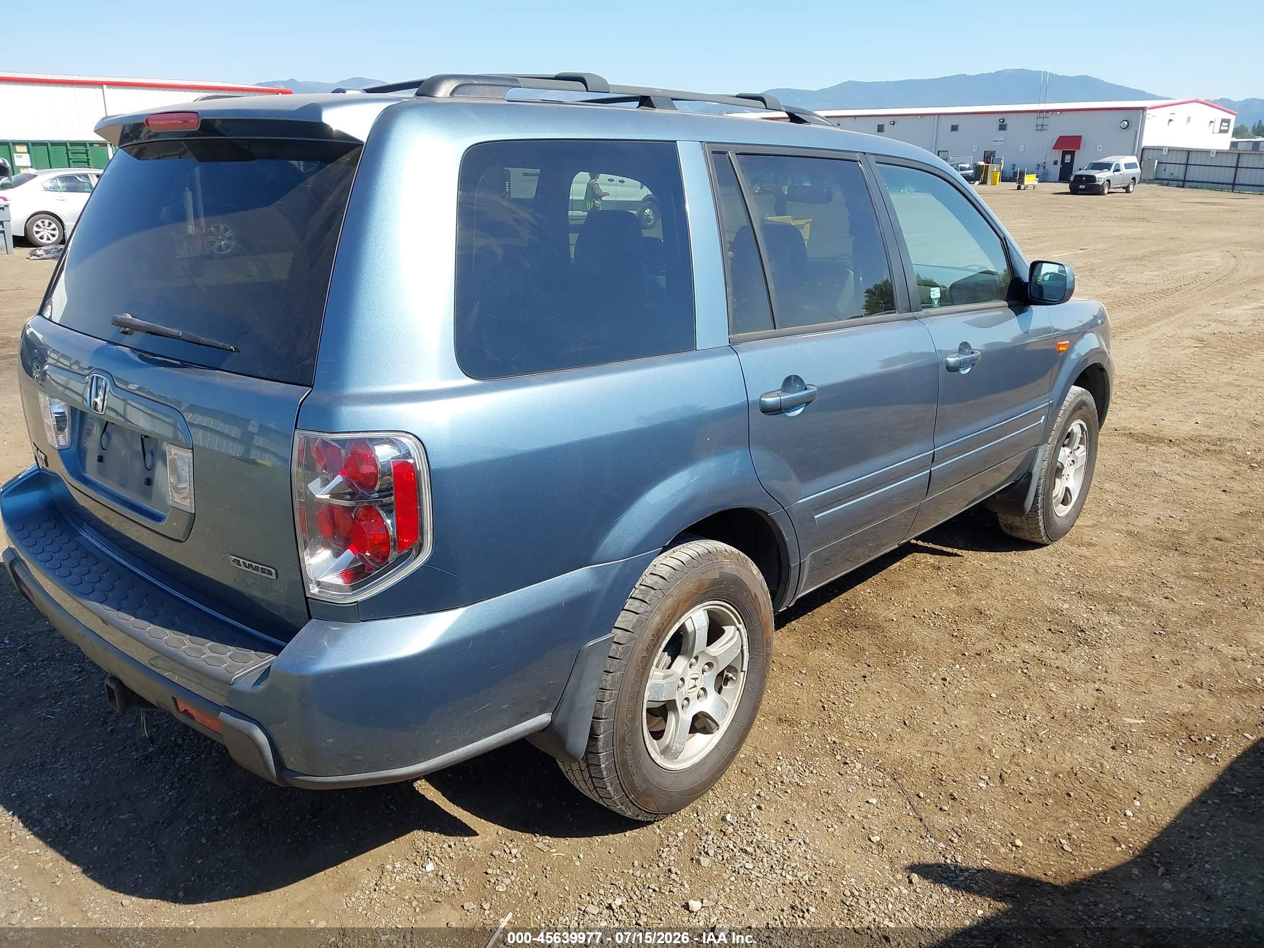 2007 Honda Pilot Ex-l Blue vin: 5FNYF18547B023557