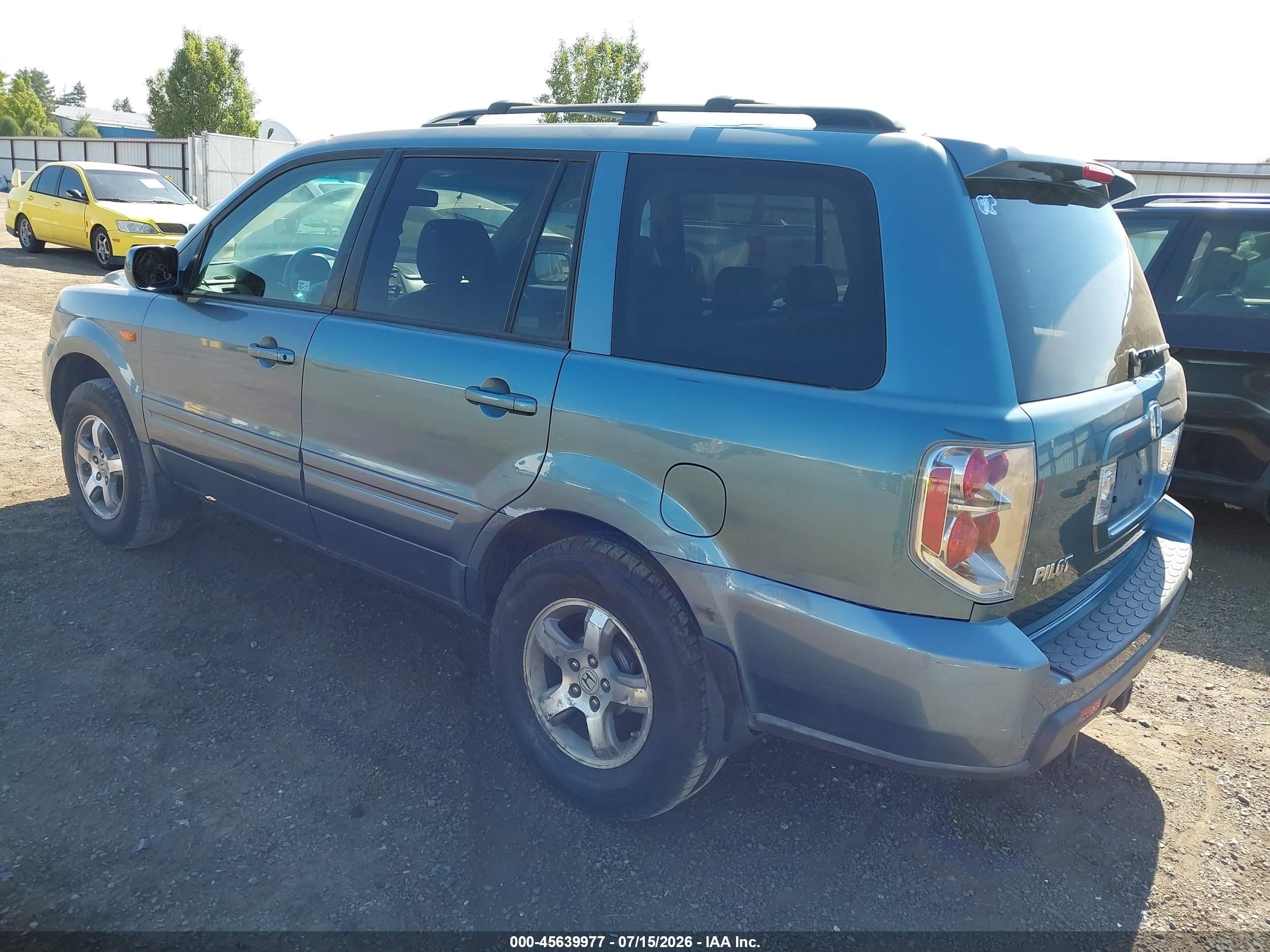 2007 Honda Pilot Ex-l Blue vin: 5FNYF18547B023557