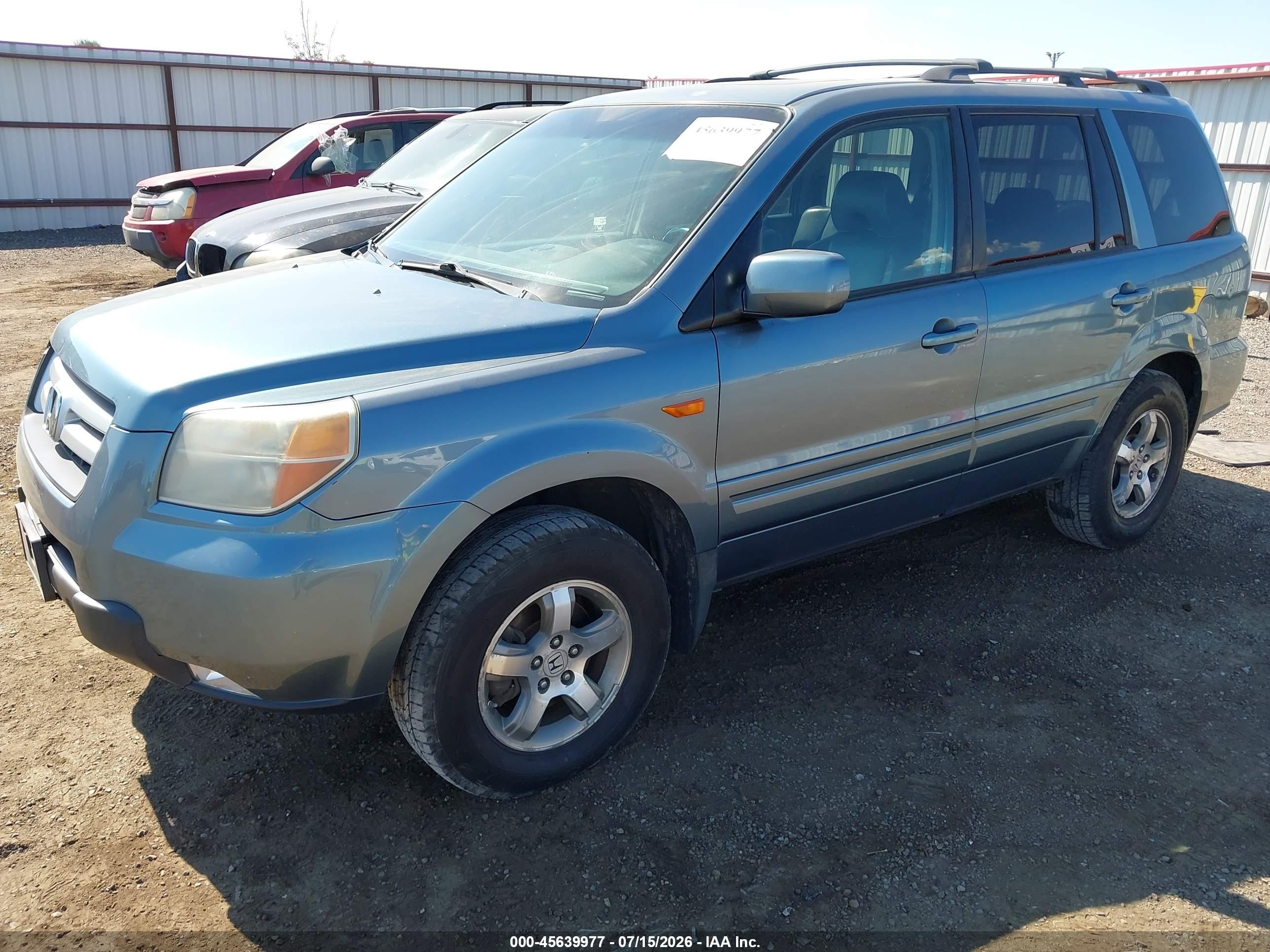 2007 Honda Pilot Ex-l Blue vin: 5FNYF18547B023557