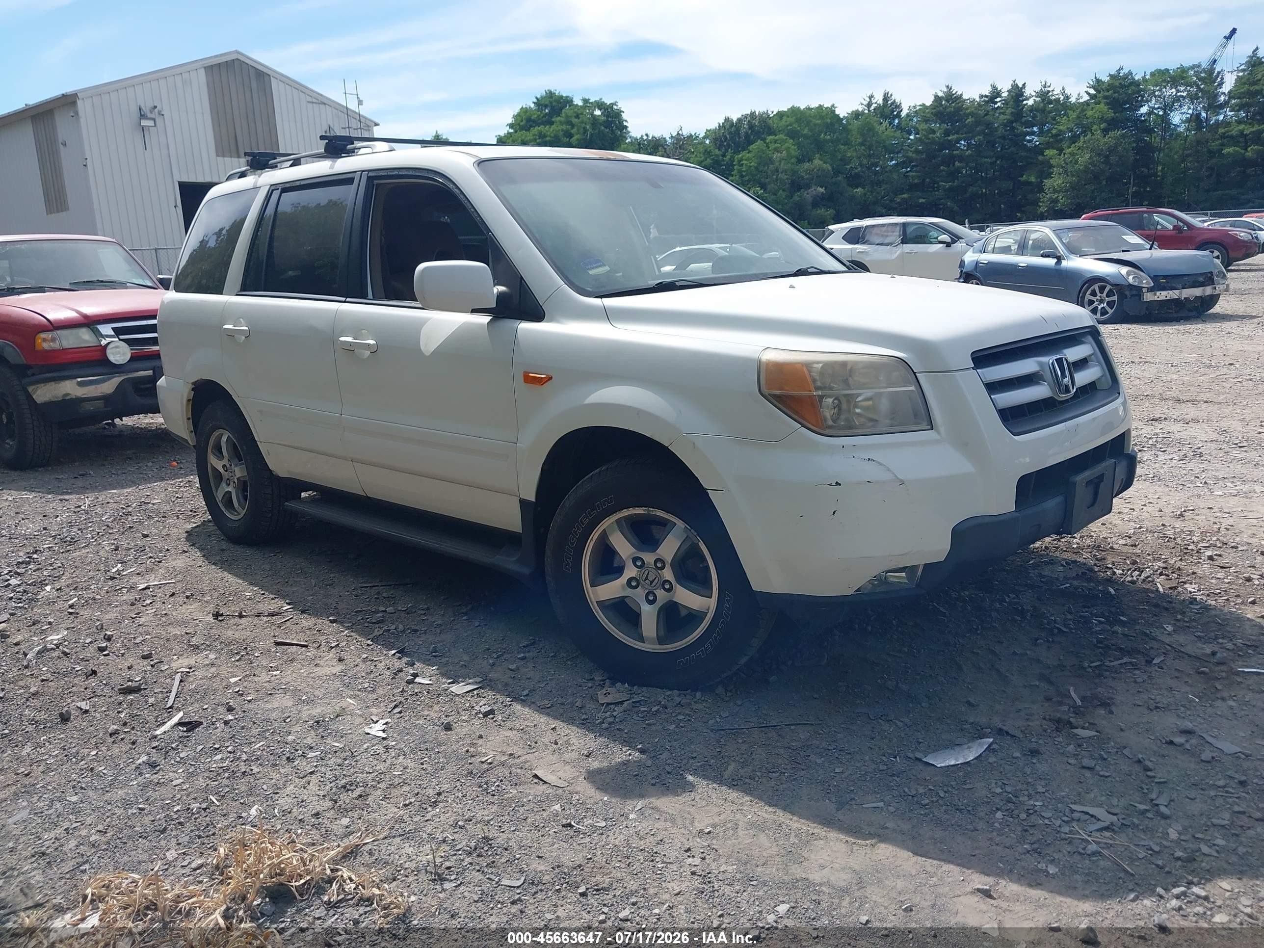 2008 Honda Pilot Ex-l White vin: 5FNYF18548B051618