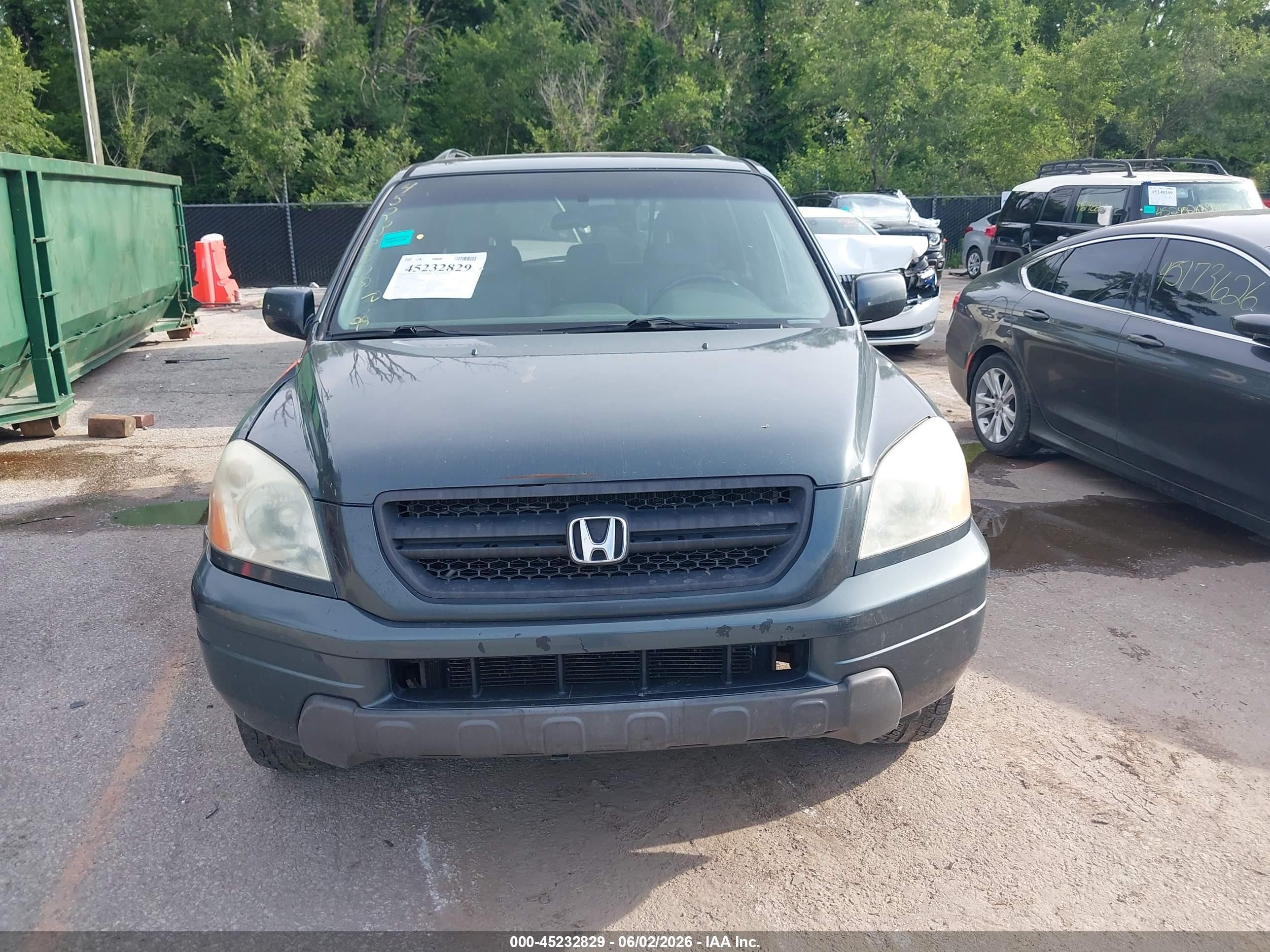 2005 Honda Pilot Ex-l Gray vin: 5FNYF18555B010670
