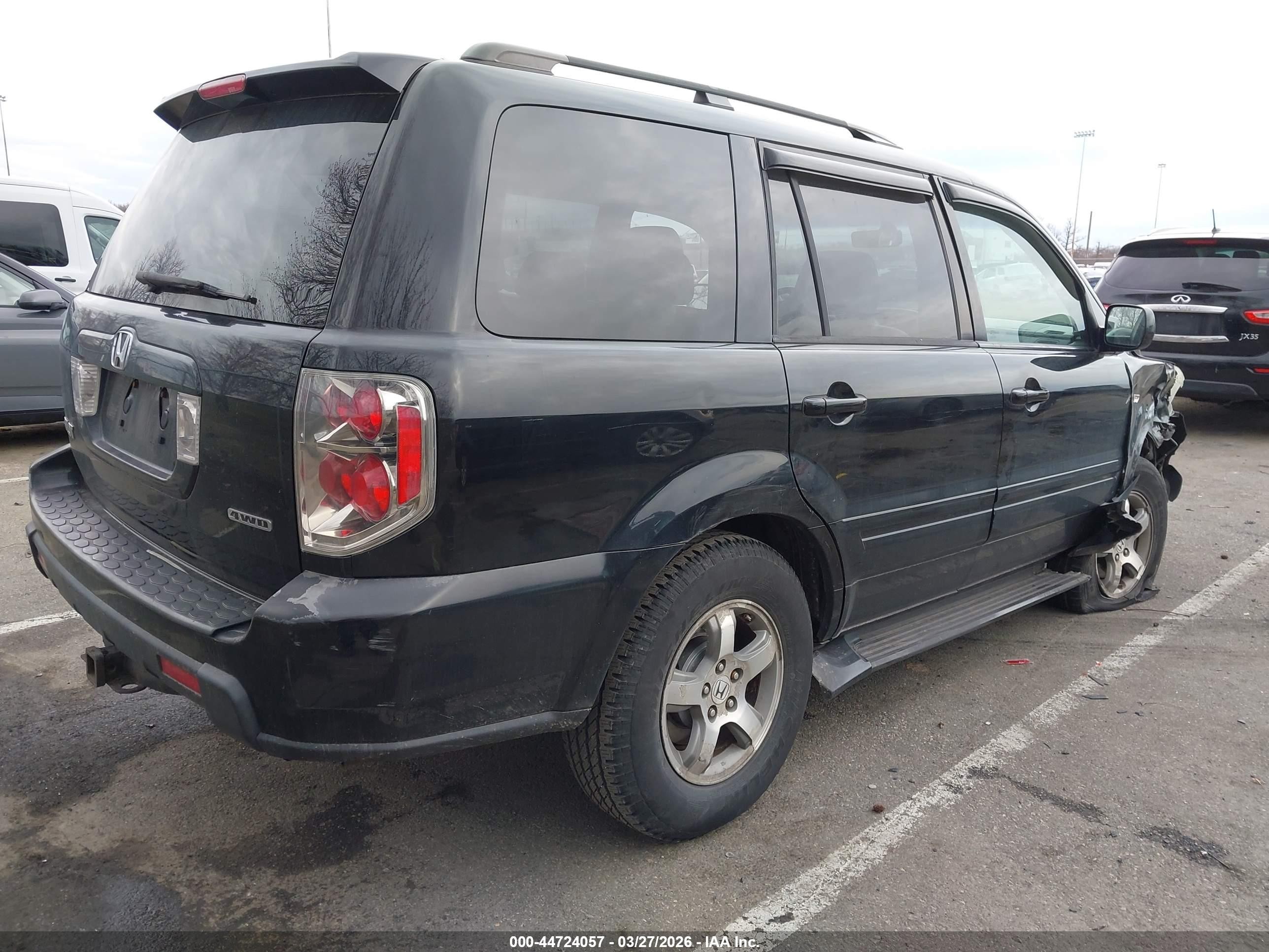 2007 Honda Pilot Ex-l Black vin: 5FNYF18557B003947