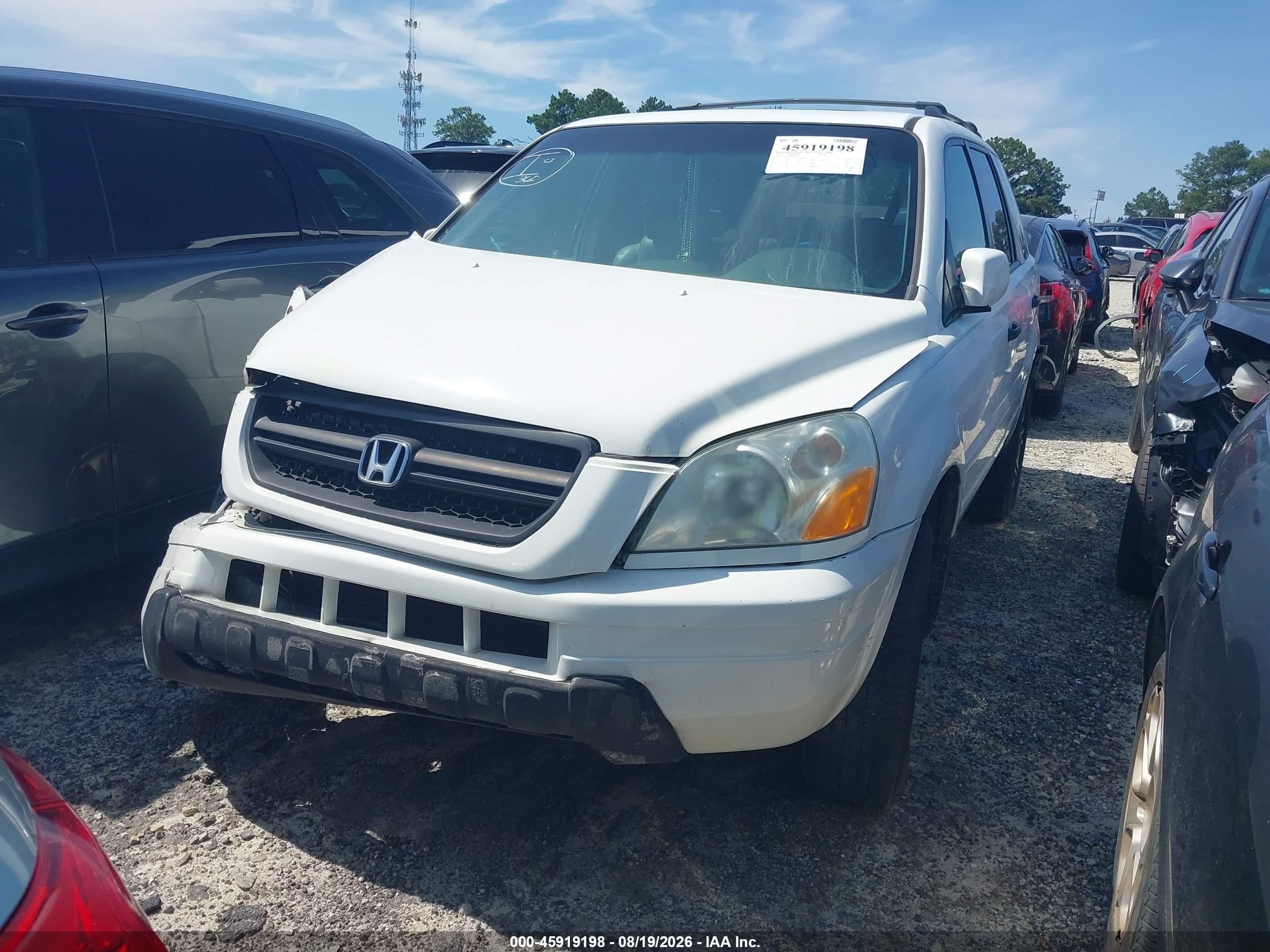 2005 Honda Pilot Ex-l White vin: 5FNYF18565B007907