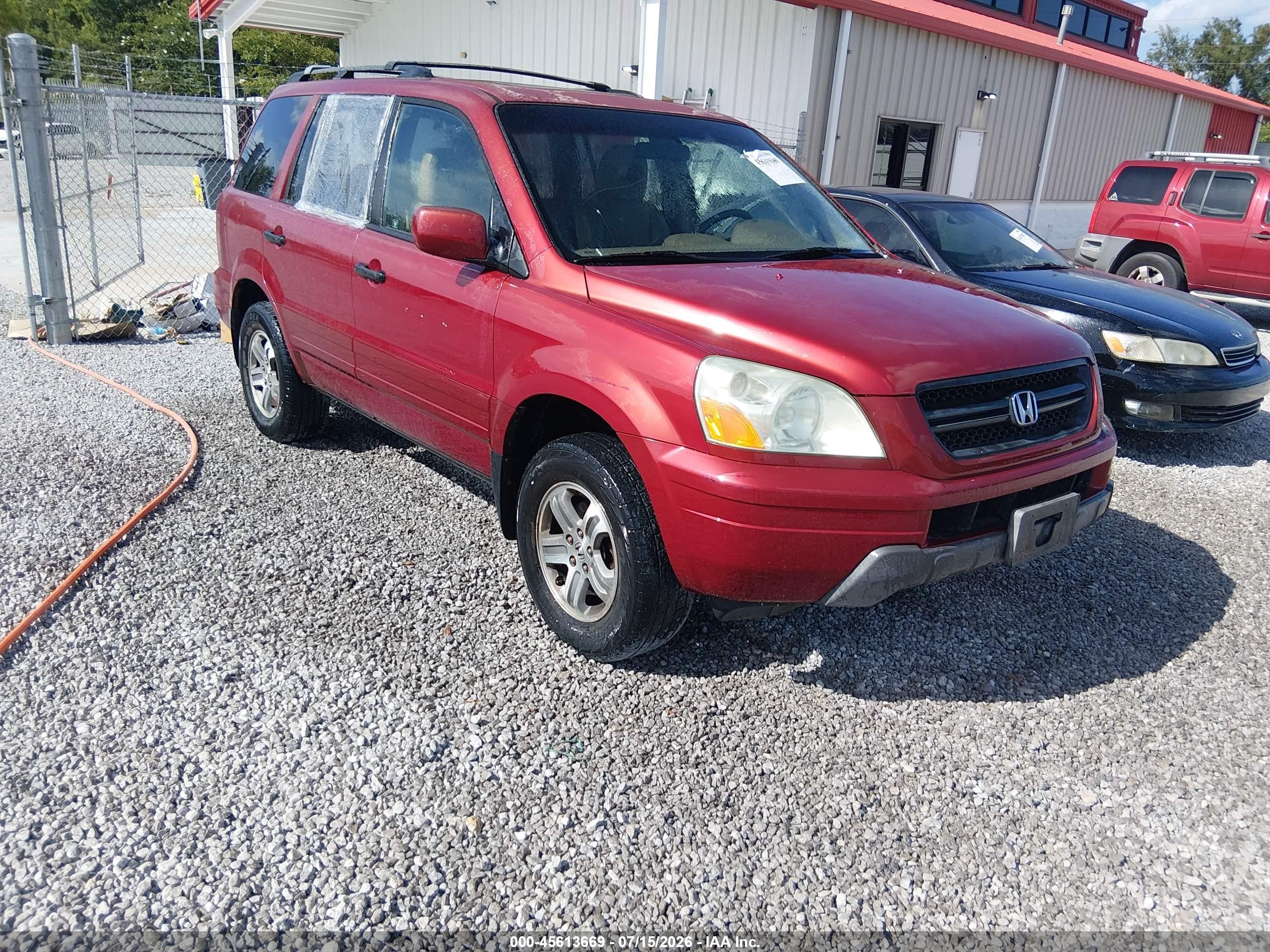 2005 Honda Pilot Ex-l Red vin: 5FNYF18565B021872