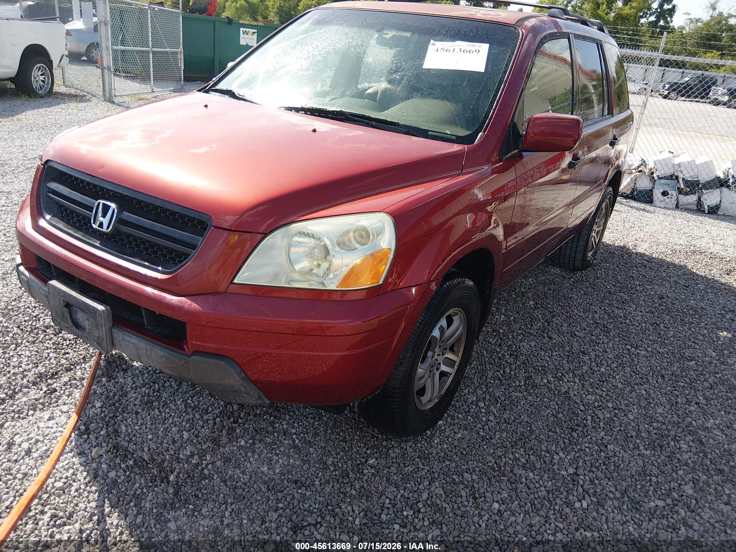 2005 Honda Pilot Ex-l Red vin: 5FNYF18565B021872