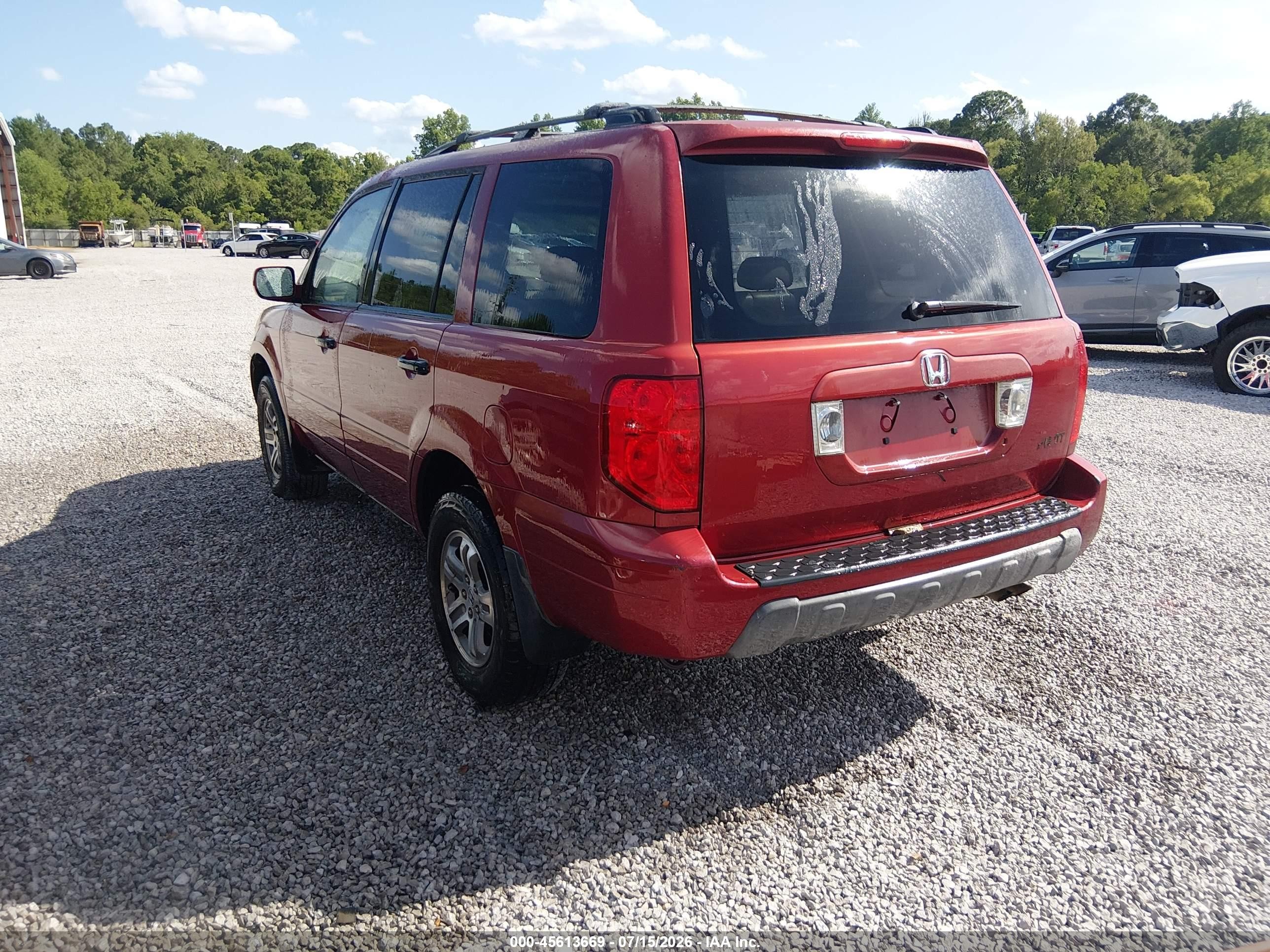 2005 Honda Pilot Ex-l Red vin: 5FNYF18565B021872