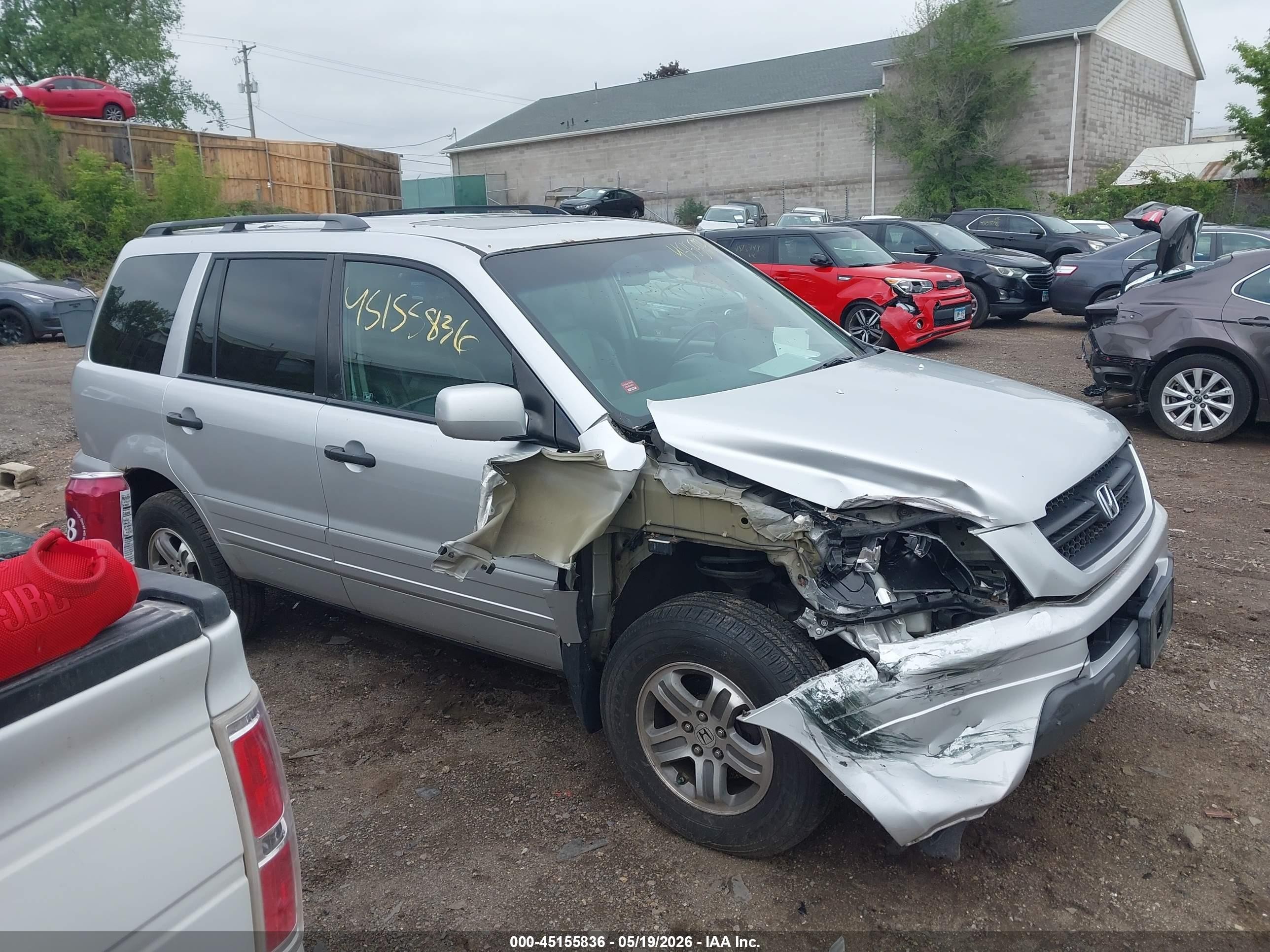 2005 Honda Pilot Ex-l Silver vin: 5FNYF18565B054967