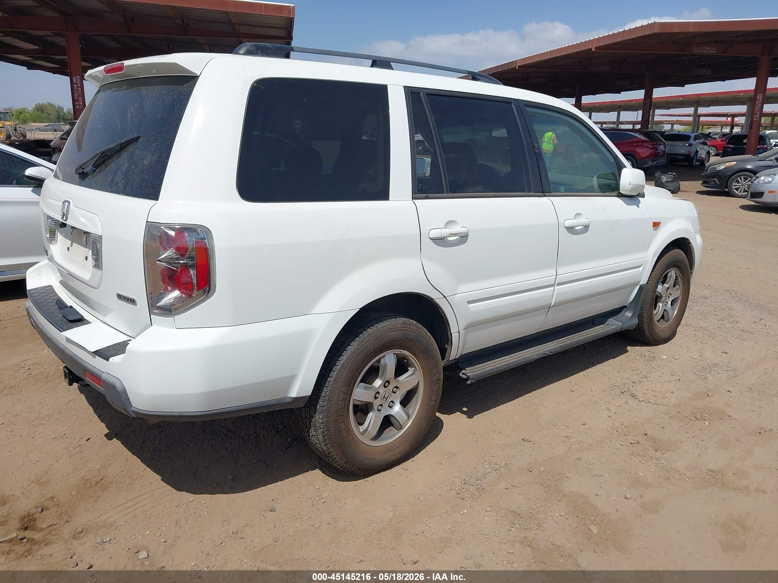 2008 Honda Pilot Ex-l White vin: 5FNYF18568B037445