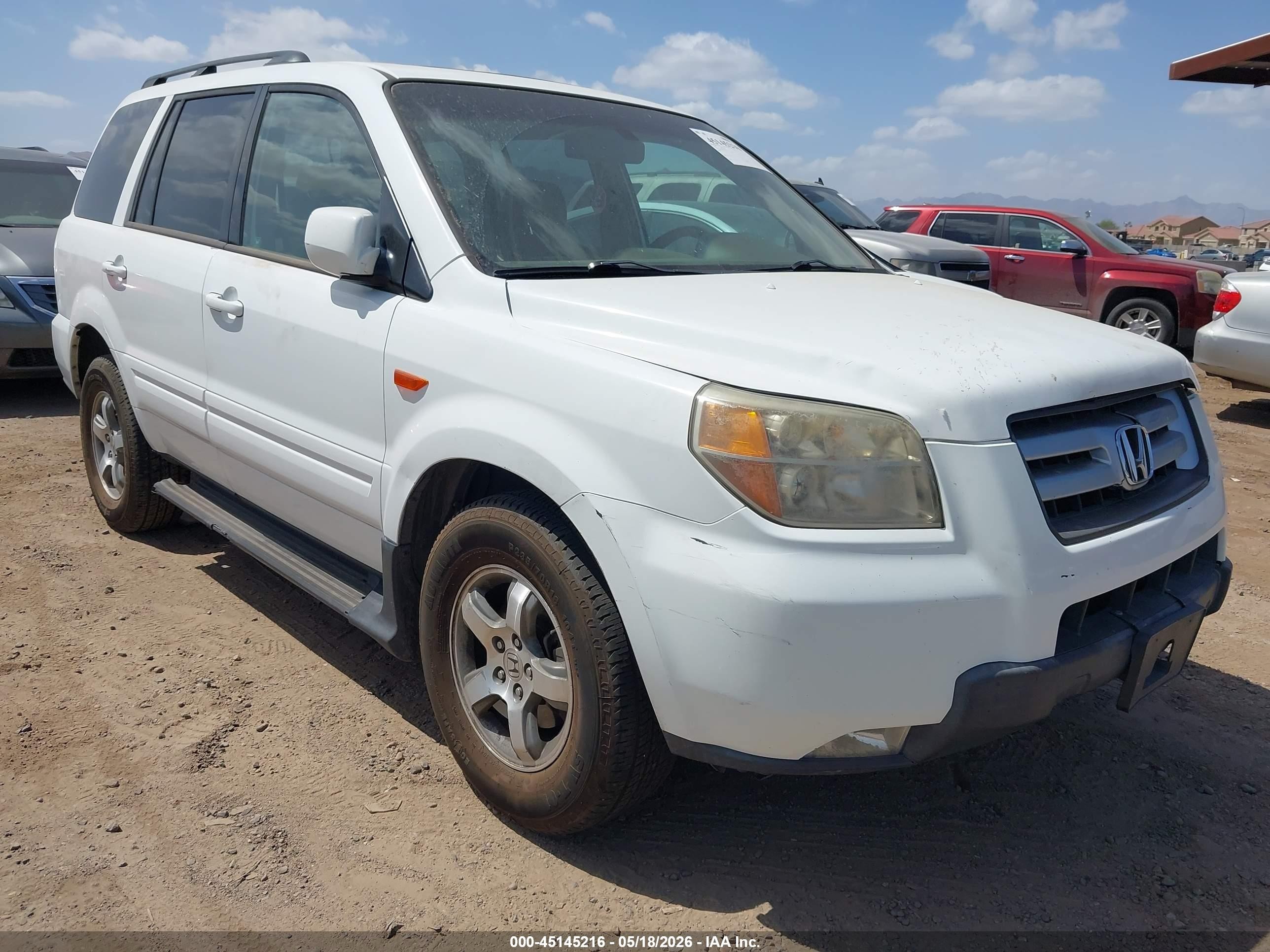 2008 Honda Pilot Ex-l White vin: 5FNYF18568B037445