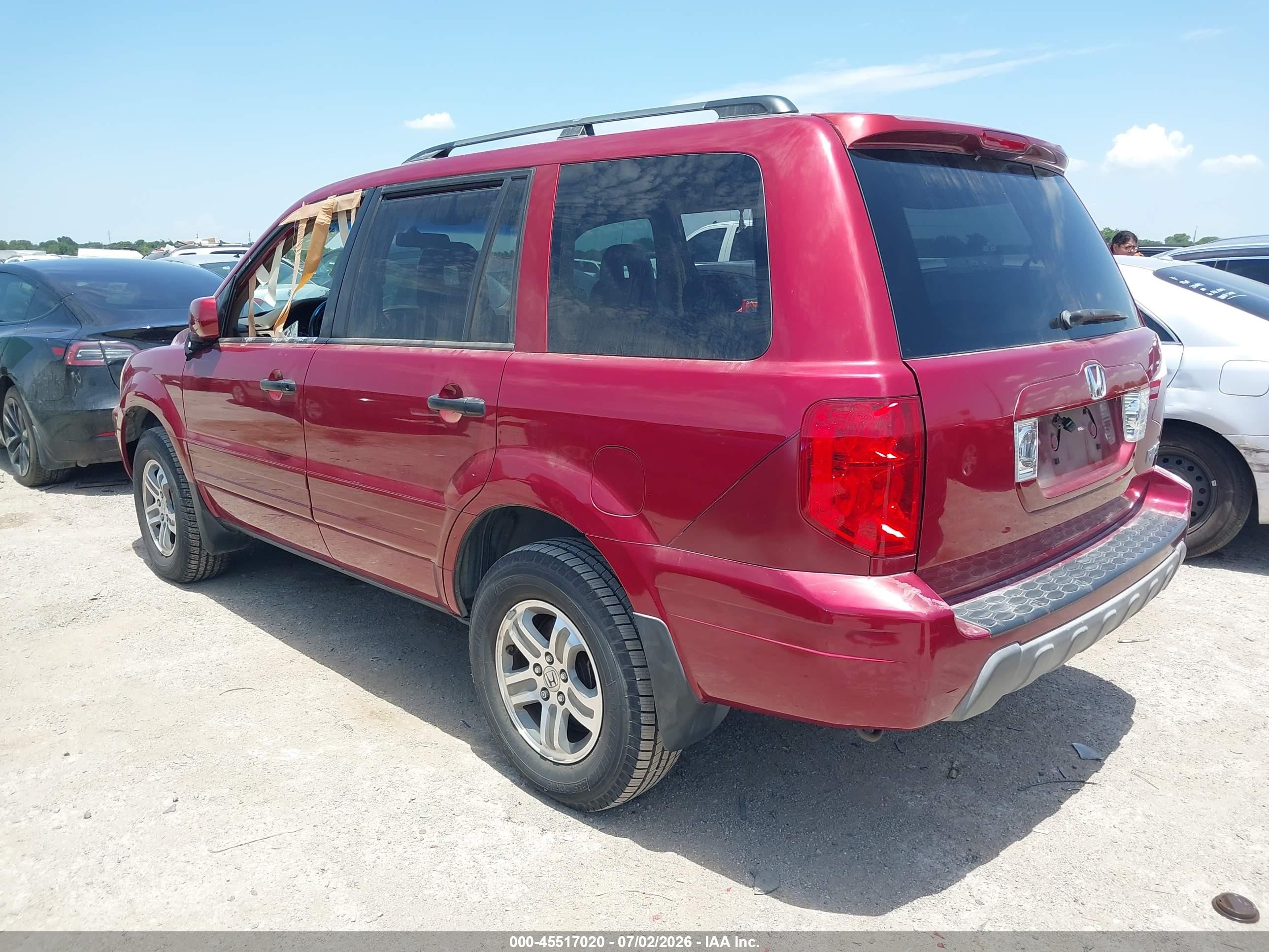 2005 Honda Pilot Ex-l Red vin: 5FNYF18575B022433