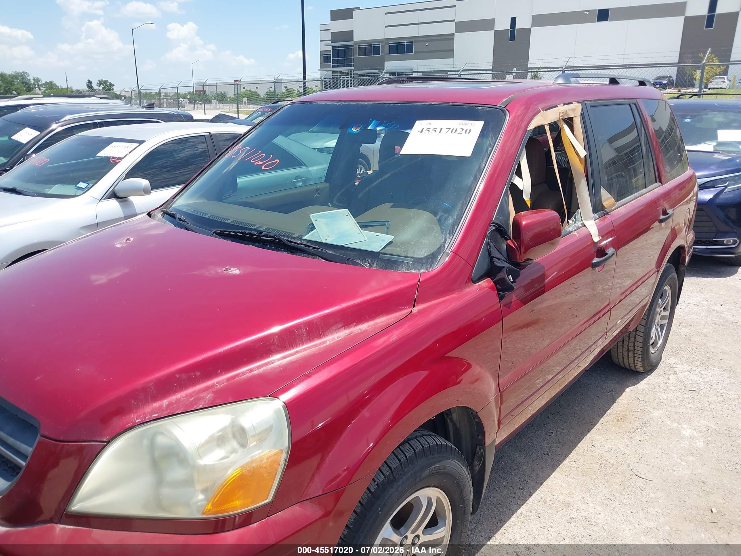 2005 Honda Pilot Ex-l Red vin: 5FNYF18575B022433
