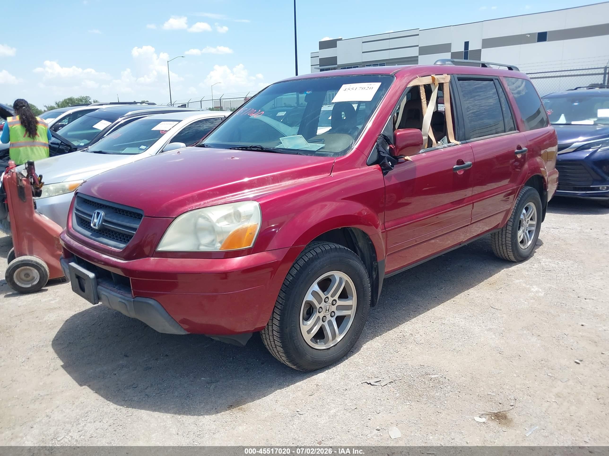 2005 Honda Pilot Ex-l Red vin: 5FNYF18575B022433