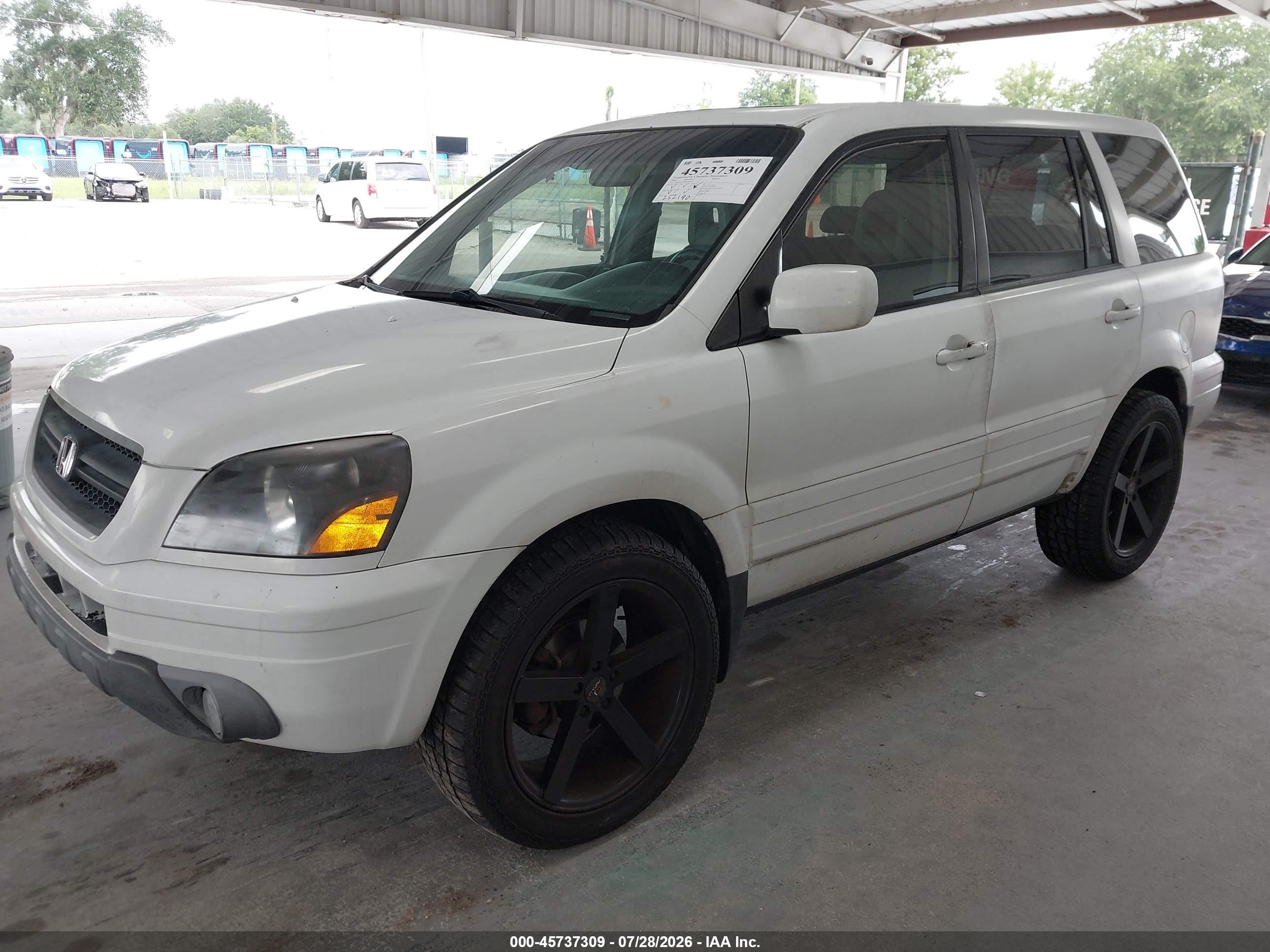 2005 Honda Pilot Ex-l White vin: 5FNYF18575B040740