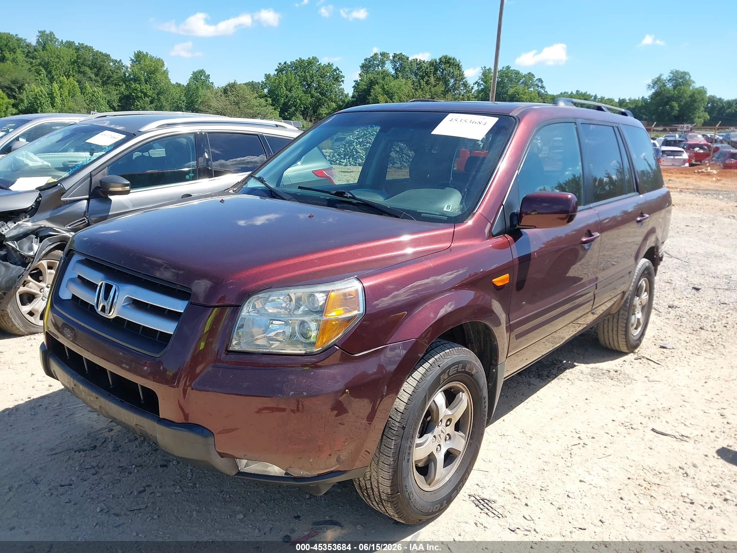 2007 Honda Pilot Ex-l Maroon vin: 5FNYF18587B006261